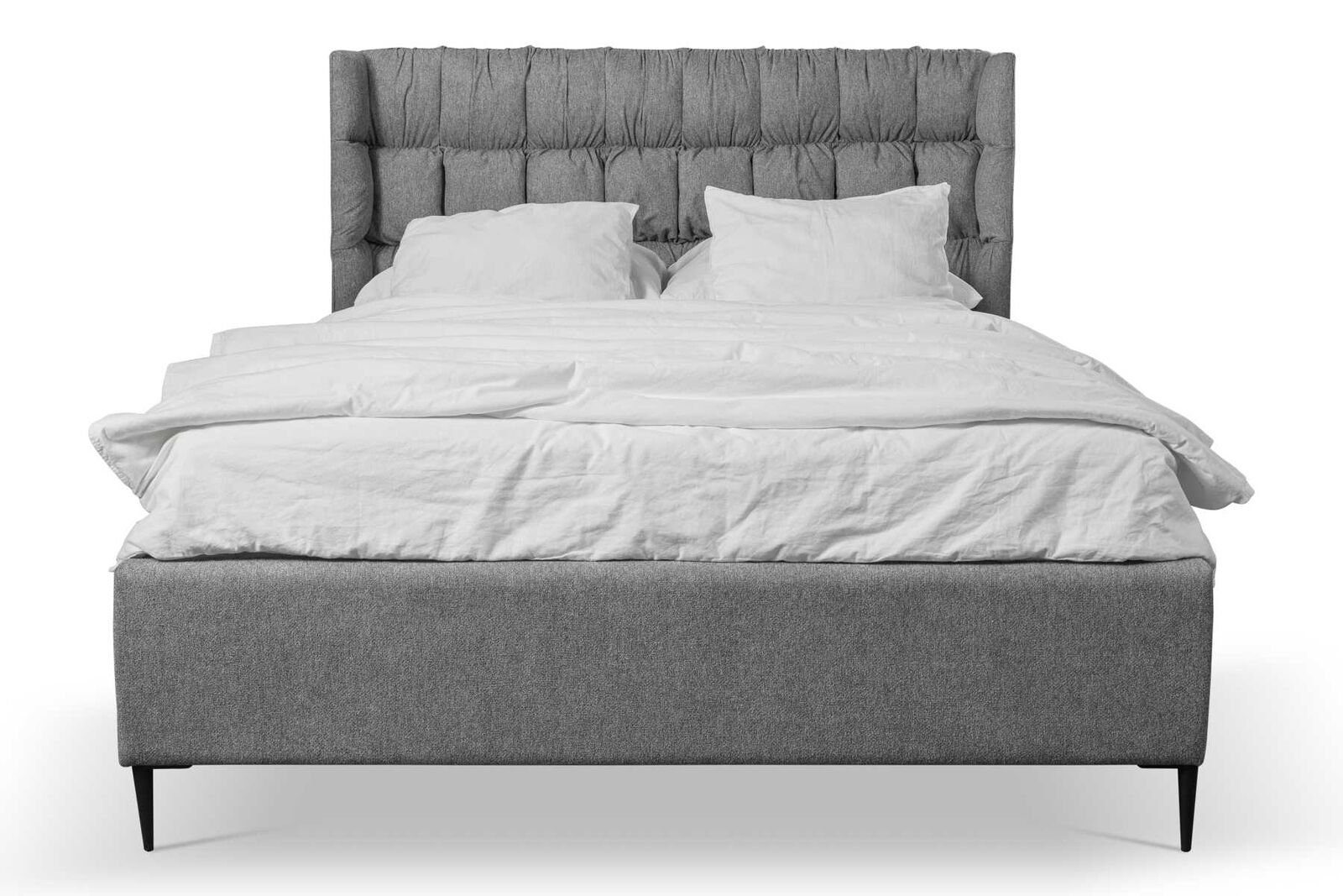 JVmoebel Bett Grau Doppelbett Klassisches Schlafzimmermöbel Design Eleganter Stoff (1-tlg., 1x Bett), Made in Europa