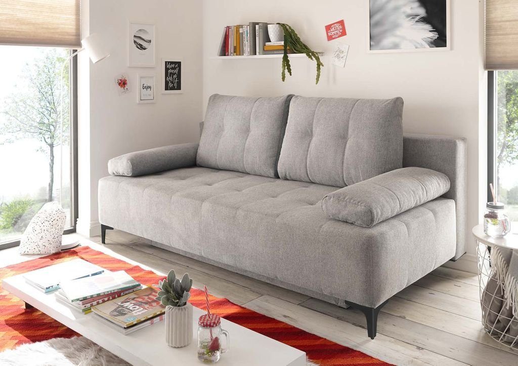 ED EXCITING DESIGN Schlafsofa, Molina Schlafsofa 203 x 107 cm Polstergarnitur Sofa Couch Silber