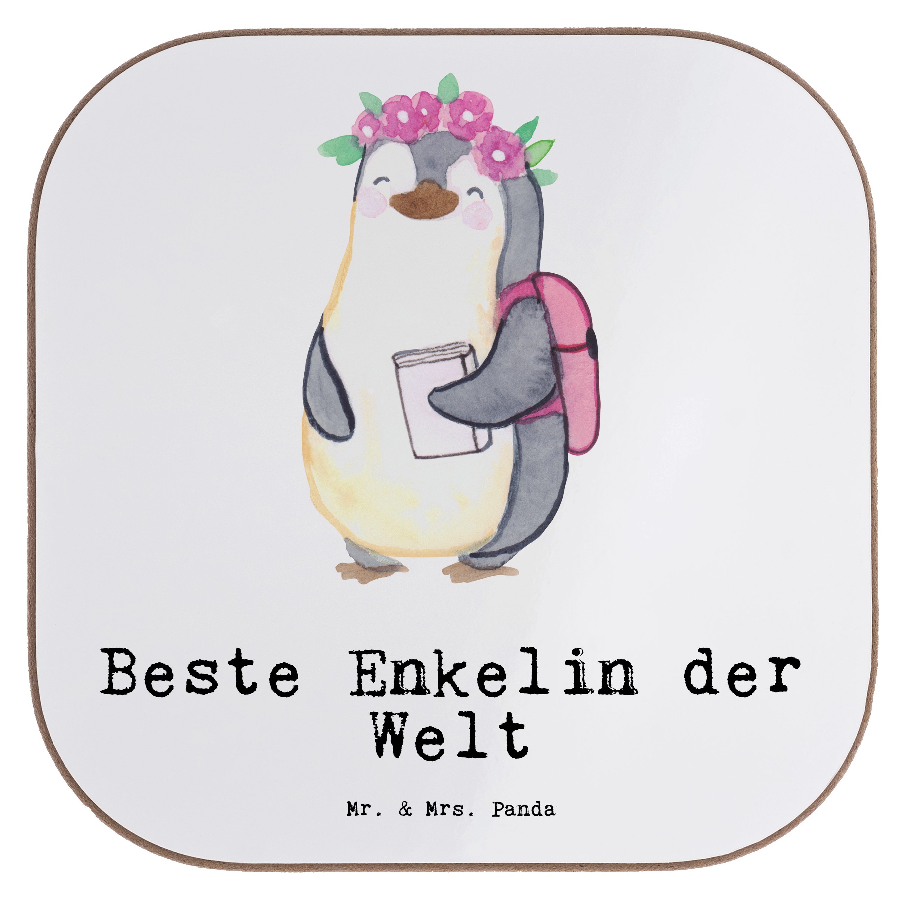 Mr. & Mrs. 1-tlg. Panda - Getränkeuntersetzer Kind vo, Geburtstag, Geschenk, Weiß Pinguin Beste Enkelin Welt der 