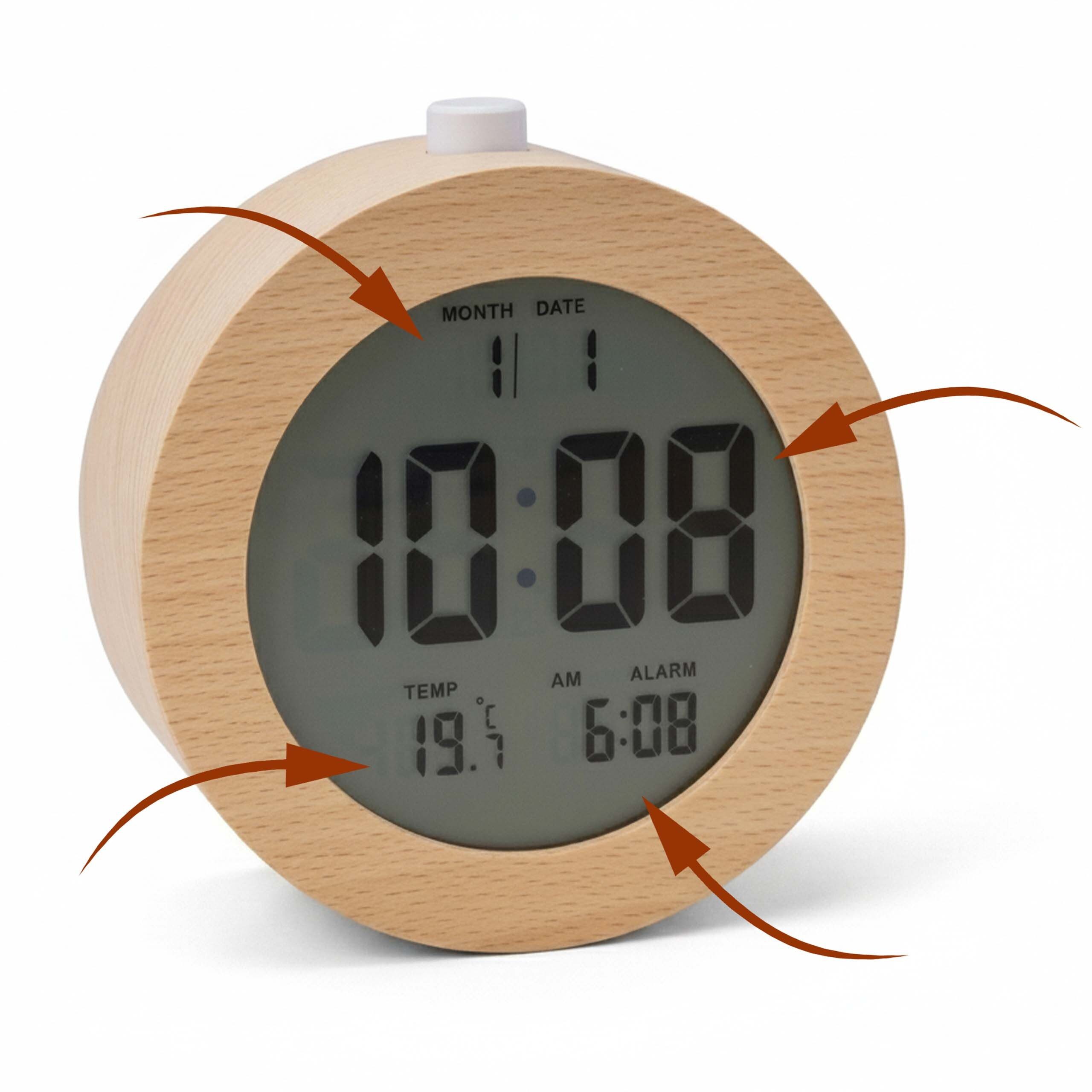 relaxdays Quarzwecker Digitaler Wecker aus Holz – Bild 5 von 5