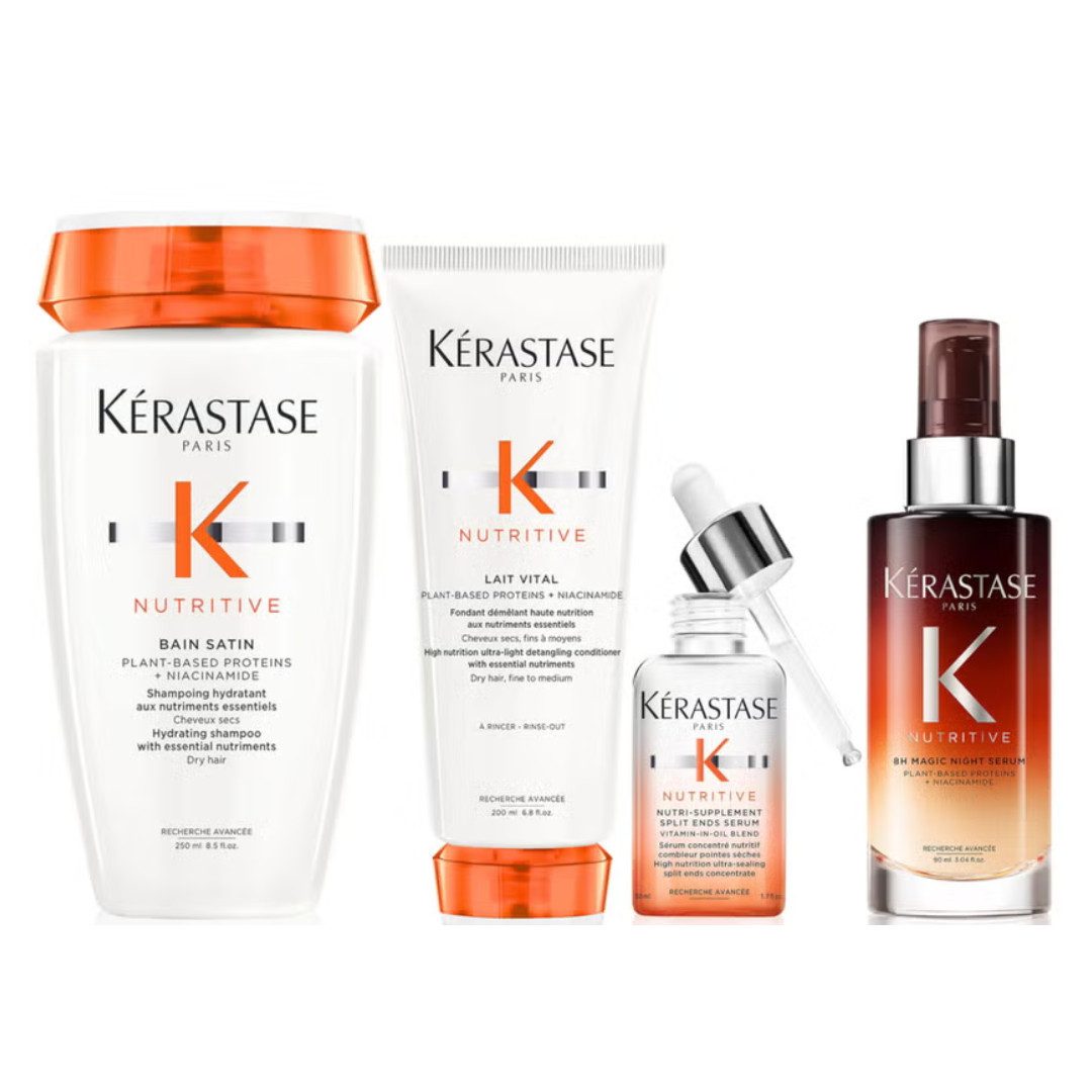 Kérastase Haarpflege-Set Kérastase Nutritive Set Shampoo Conditioner Serum Pflege Trockenes Haa, 4-tlg., reichhaltig