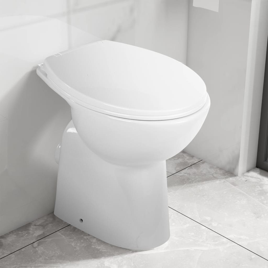 vidaXL Tiefspül-WC Hohe Spülrandlose Toilette Soft-Close 7 cm Höher Keramik Weiß