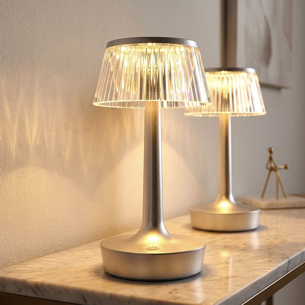 GLOBO LIGHTING LED Tischleuchte, LED-Leuchtmittel fest verbaut, Kaltweiß, Warmweiß, Neutralweiß, Tageslichtweiß, Farbwechsel, 2x Tischlampe Nachttischlampe LED Schlafzimmerlampe