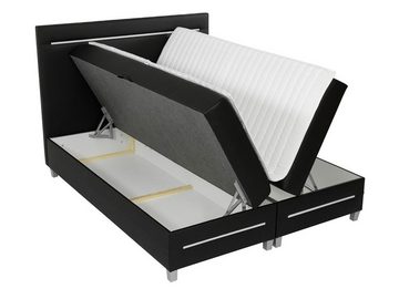 MIRJAN24 Boxspringbett Enter LED (mit Hauptmatratze, Topper und LED-Beleuchtung), Doppelbett mit zwei Bettkästen für die Bettwäsche