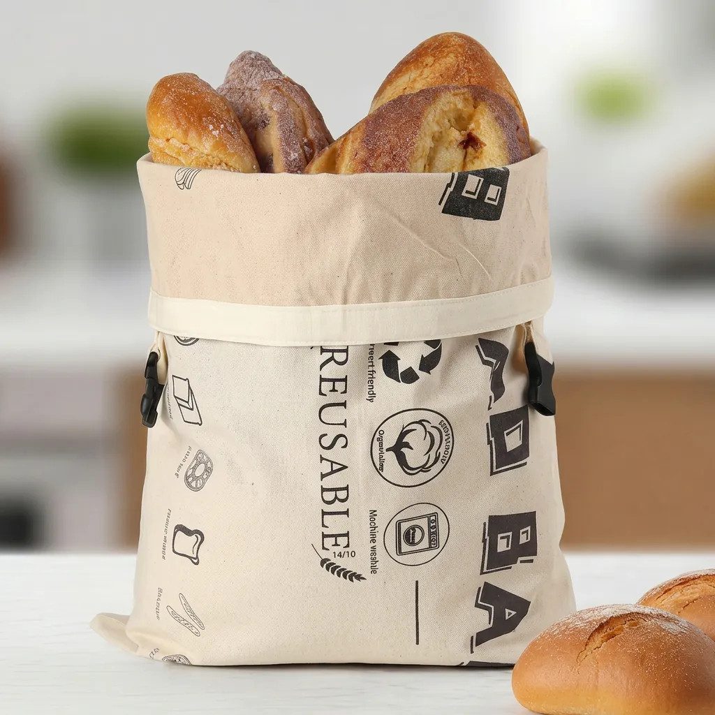 JASLIFE Brottasche Brotbeutel wiederverwendbar mit Clipverschluss, Baumwolle, waschbar, (Einzelstück, 2er Set, 1-tlg., 1-teilig), wiederverwendbar, leicht zu reinigen, praktisch im Alltag