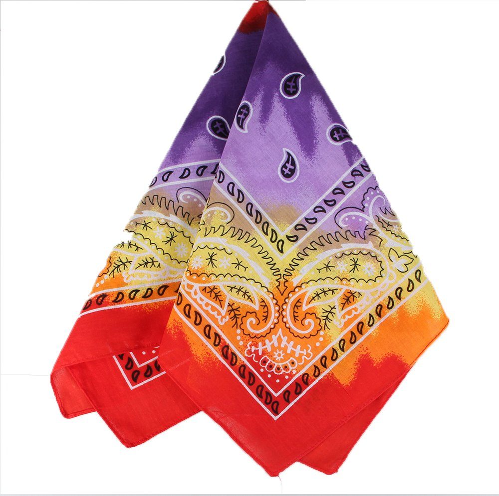 Goodman Design Bandana Bandana Kopftuch Halstuch rot orange gelb violett Paisley, 100% Baumwolle