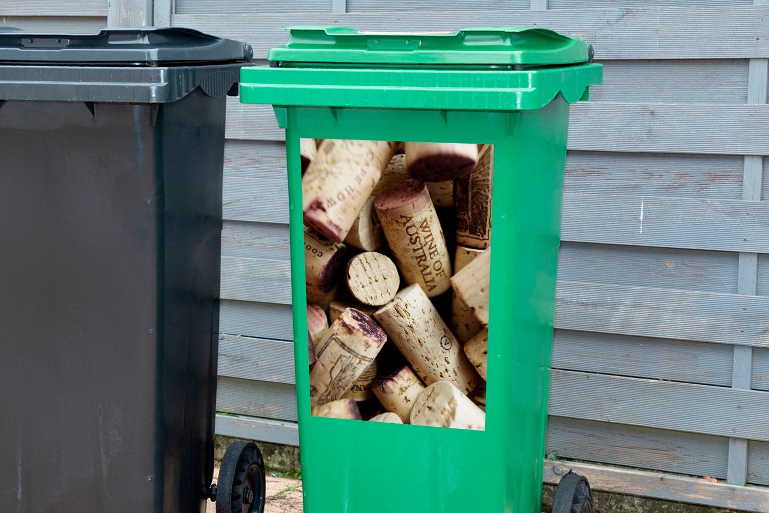 Mülleimer-aufkleber, Mülltonne, Wandsticker Abfalbehälter Weinflecken (1 MuchoWow Container, St), mit Korken Sticker,