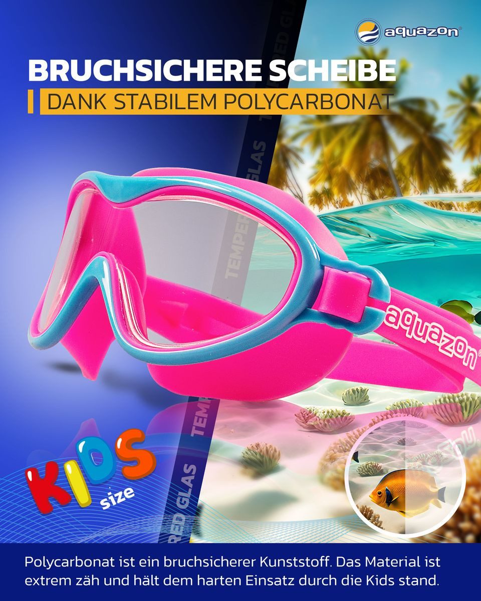 AQUAZON Taucherbrille WAVE Junior Kinder Schwimmbrille, Schnorchelbrille, 3-7 Jahre