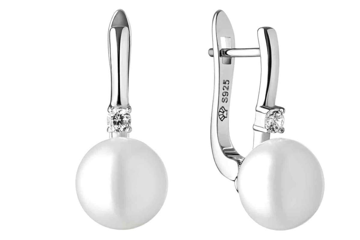 Gaura Pearls Серьги из бисера Elegant weiß rund 9-9.5 mm, echte Süßwasserzuchtperle, 925er rhodiniertes Silber
