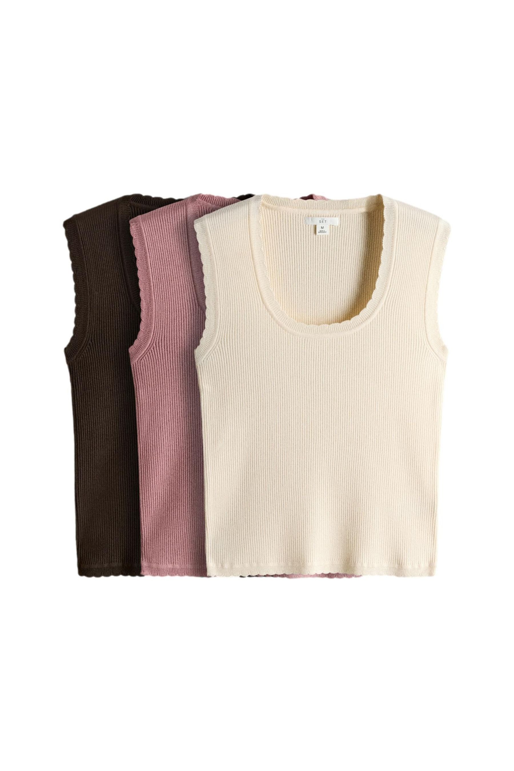 Blusentop The Set Feinstrick-Trägertops, 3er-Pack
