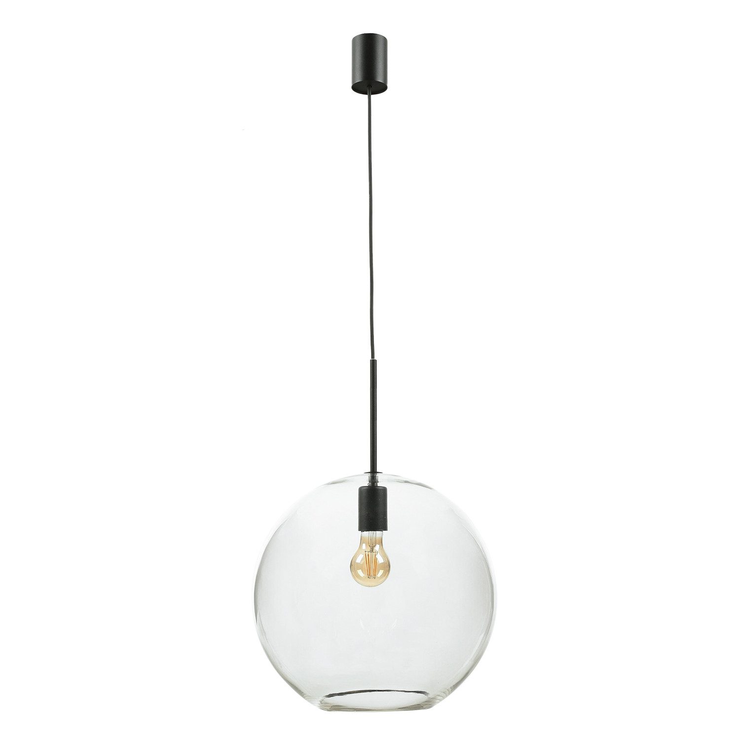 Licht-Erlebnisse Pendelleuchte DARON, ohne Leuchtmittel, Glas Kugel Schirm Ø 36 cm höhenverstellbar Küche Esszimmer