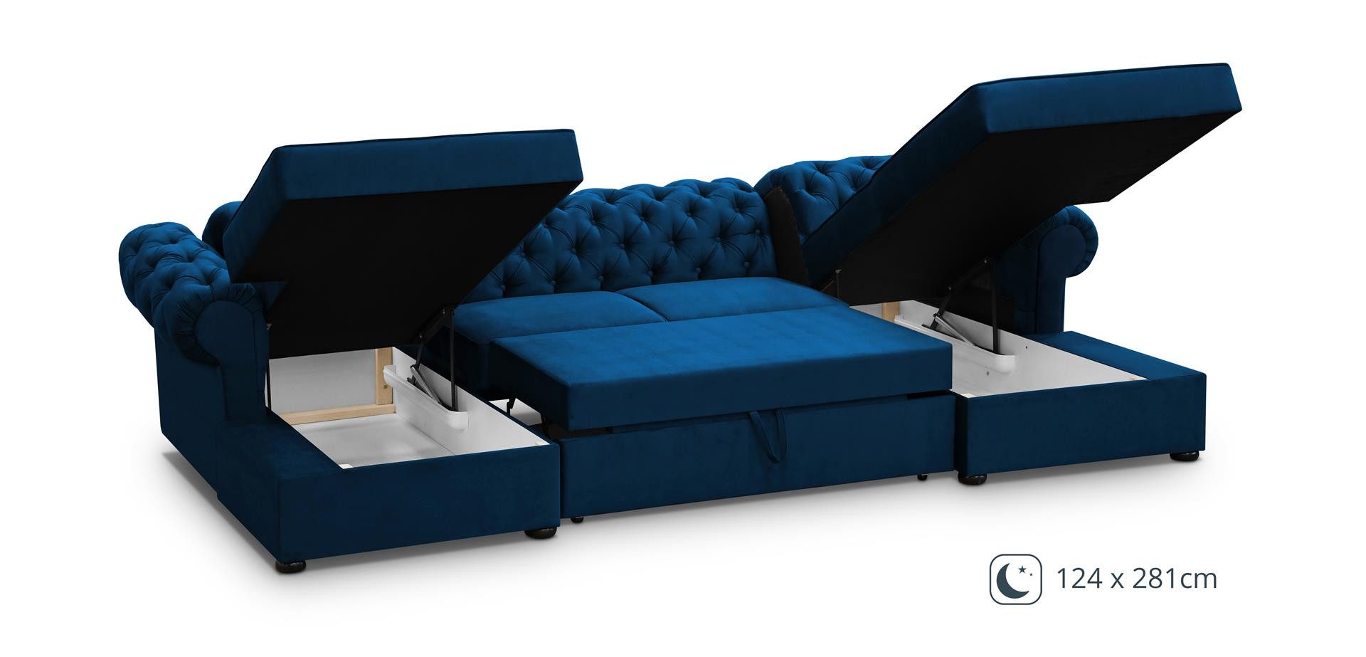 Beautysofa Ecksofa mit Schlaffunktion und zwei Bettkasten Chester U, hochwertige, exklusive Möbel, modernes Design