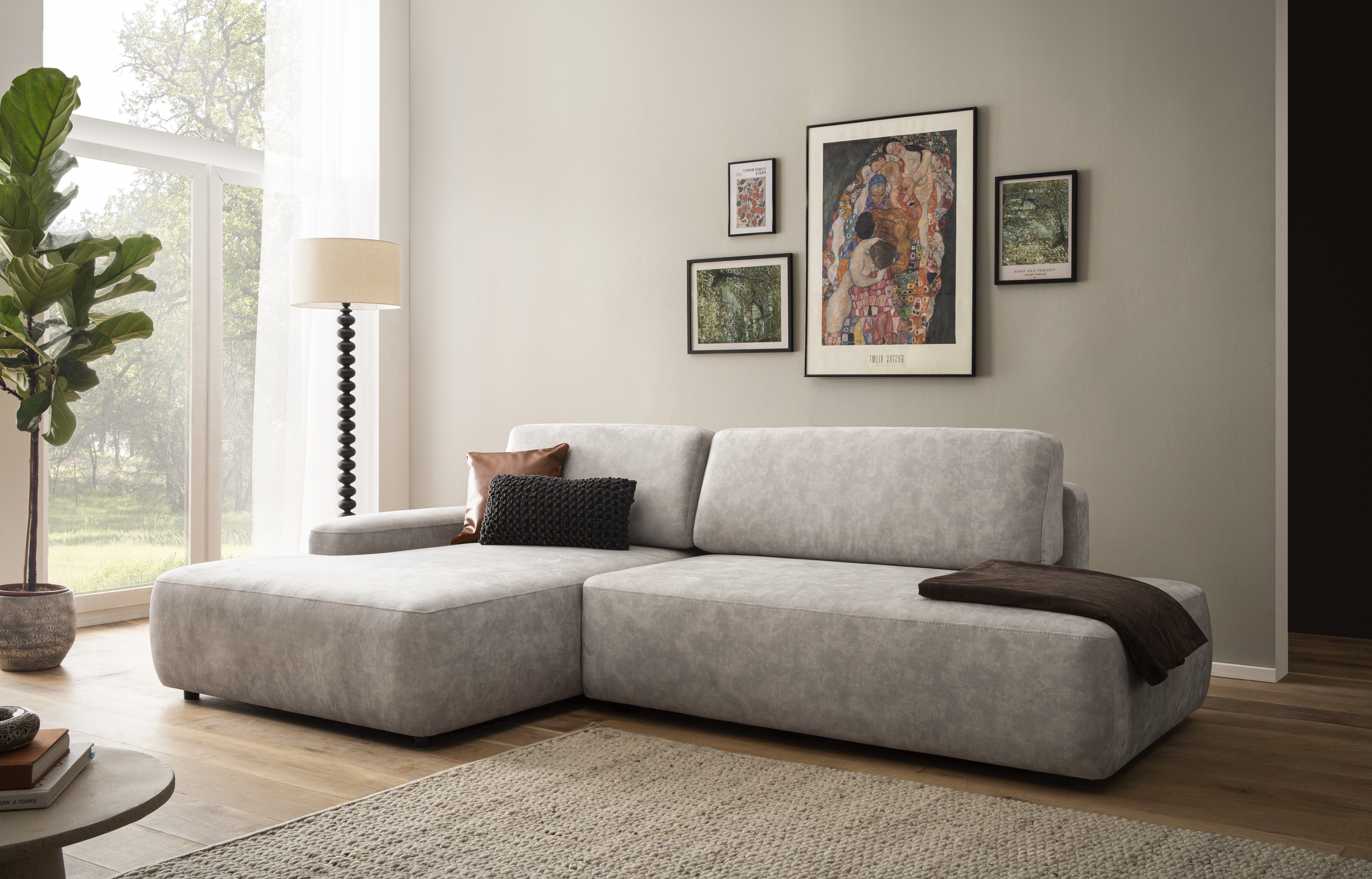 Home affaire Ecksofa TORGE, Schlafsofa Cord, Samtvelours u. Strukur fein, Couch in L-Form, Schlaffunktion und Bettkasten, Liegefläche: 210x125 cm, neues Design
