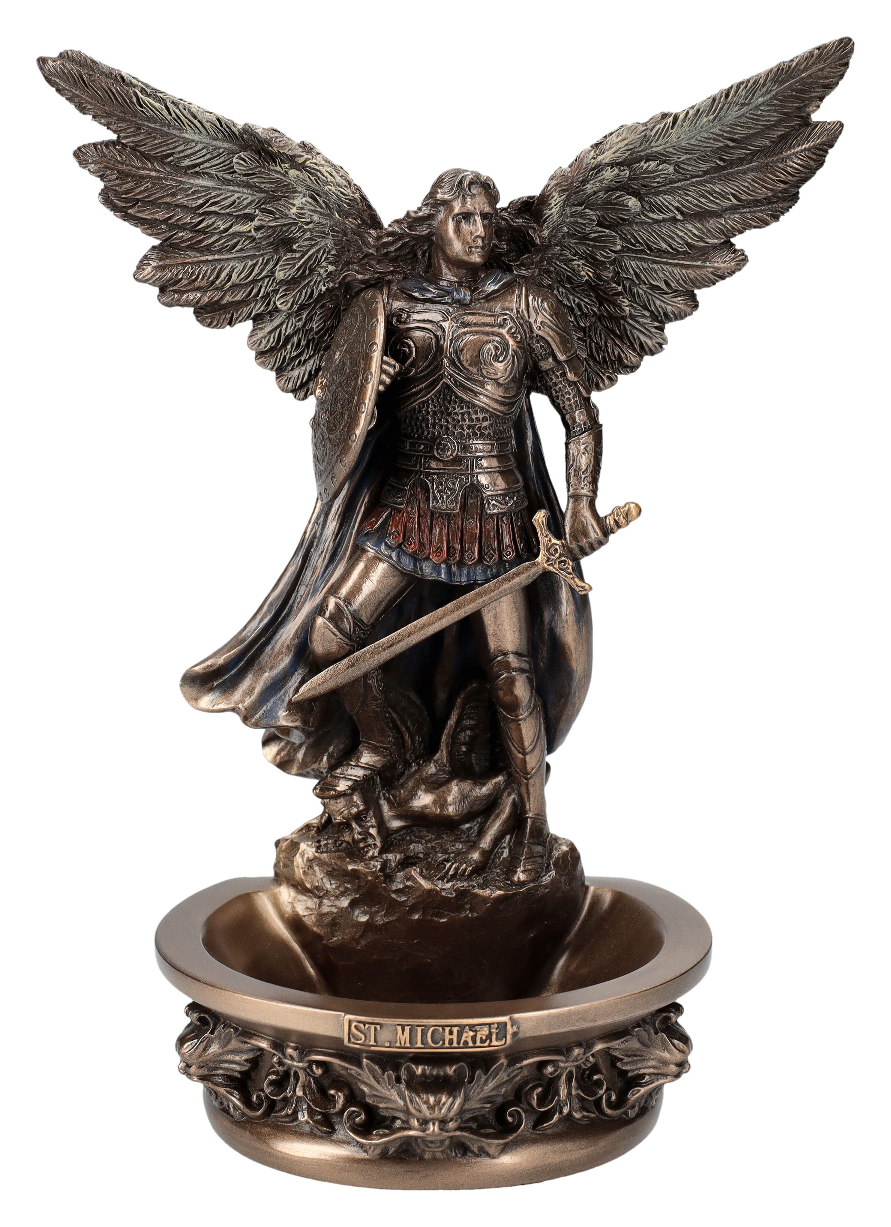 Figuren Shop GmbH Dekofigur Weihwasserbecken - Erzengel Michael mit Schild - Veronese Dekoration