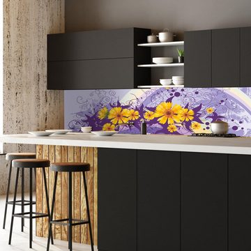 wandmotiv24 Küchenrückwand Franziska Blüten, (1-tlg), Premium Hartschaum Nischenrückwand in versch. Größen