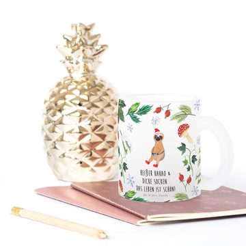Mr. & Mrs. Panda Teeglas Faultier Kakao - Transparent - Geschenk, Teeglas, Heiligabend, Advent, Premium Glas, Edler Aufdruck