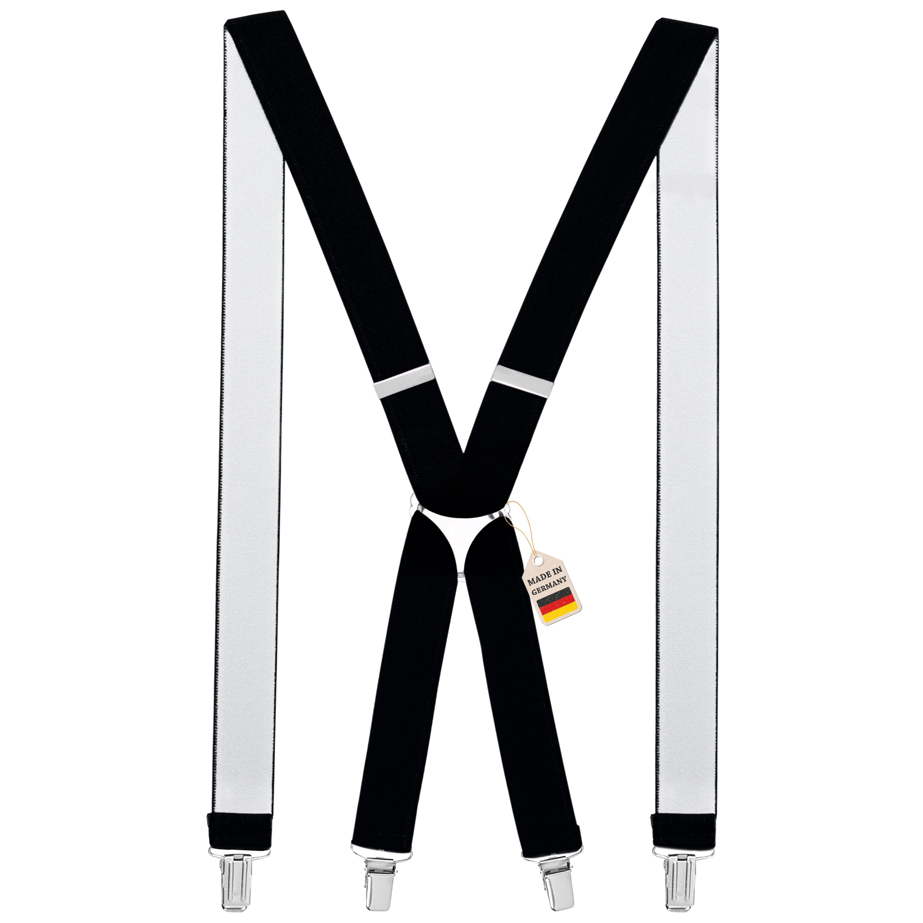 ZUKUNFTSENKEL Hosenträger 4 Robuste Clips, Hosenhalter Elastisch Flexibel (H-Form) X-Form Arbeitshosenträger