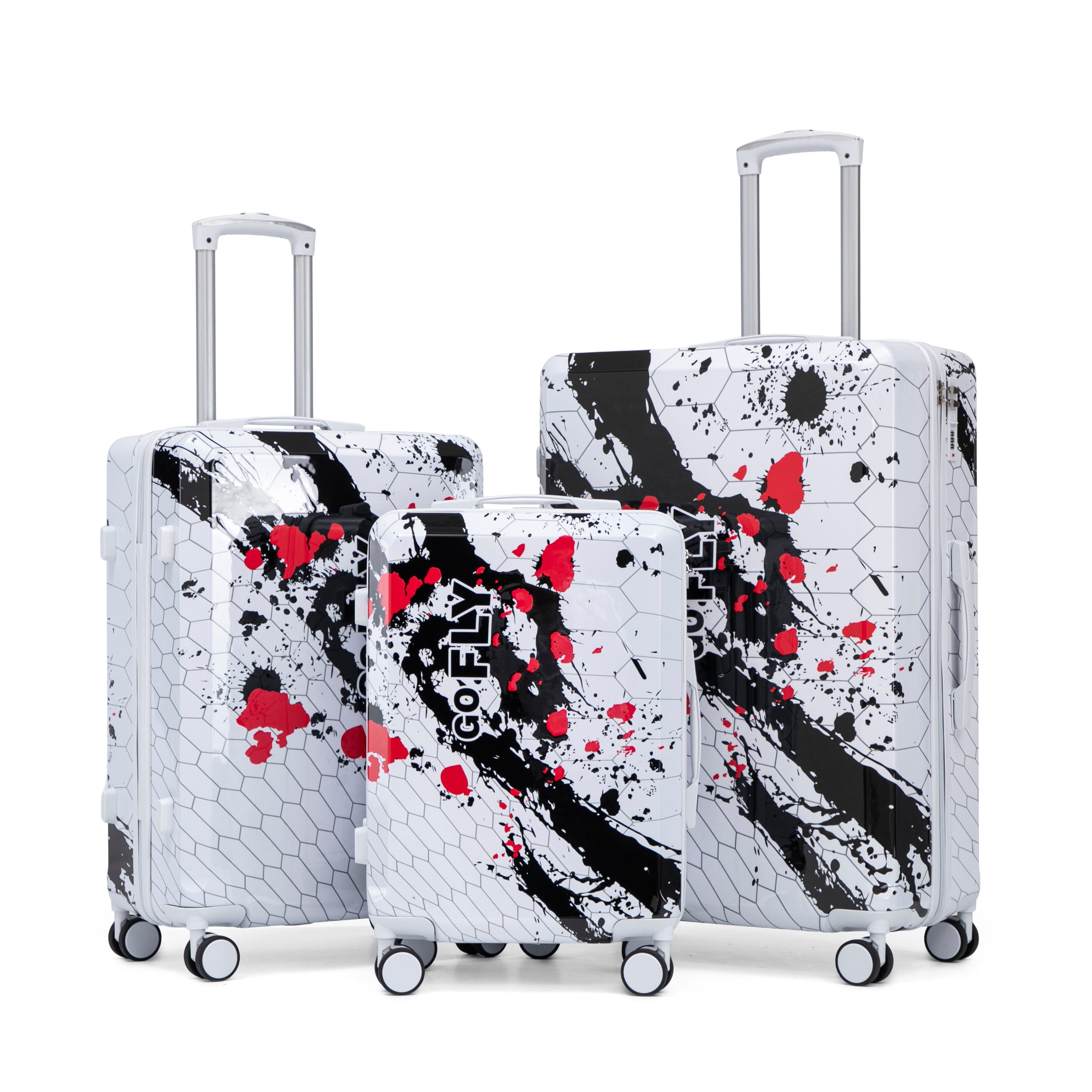 i@home Kofferset 20"/24"/28" 3‑teiliges Kofferset, (3 tlg), PC‑Material mit Musterdruck und Zahlenschloss
