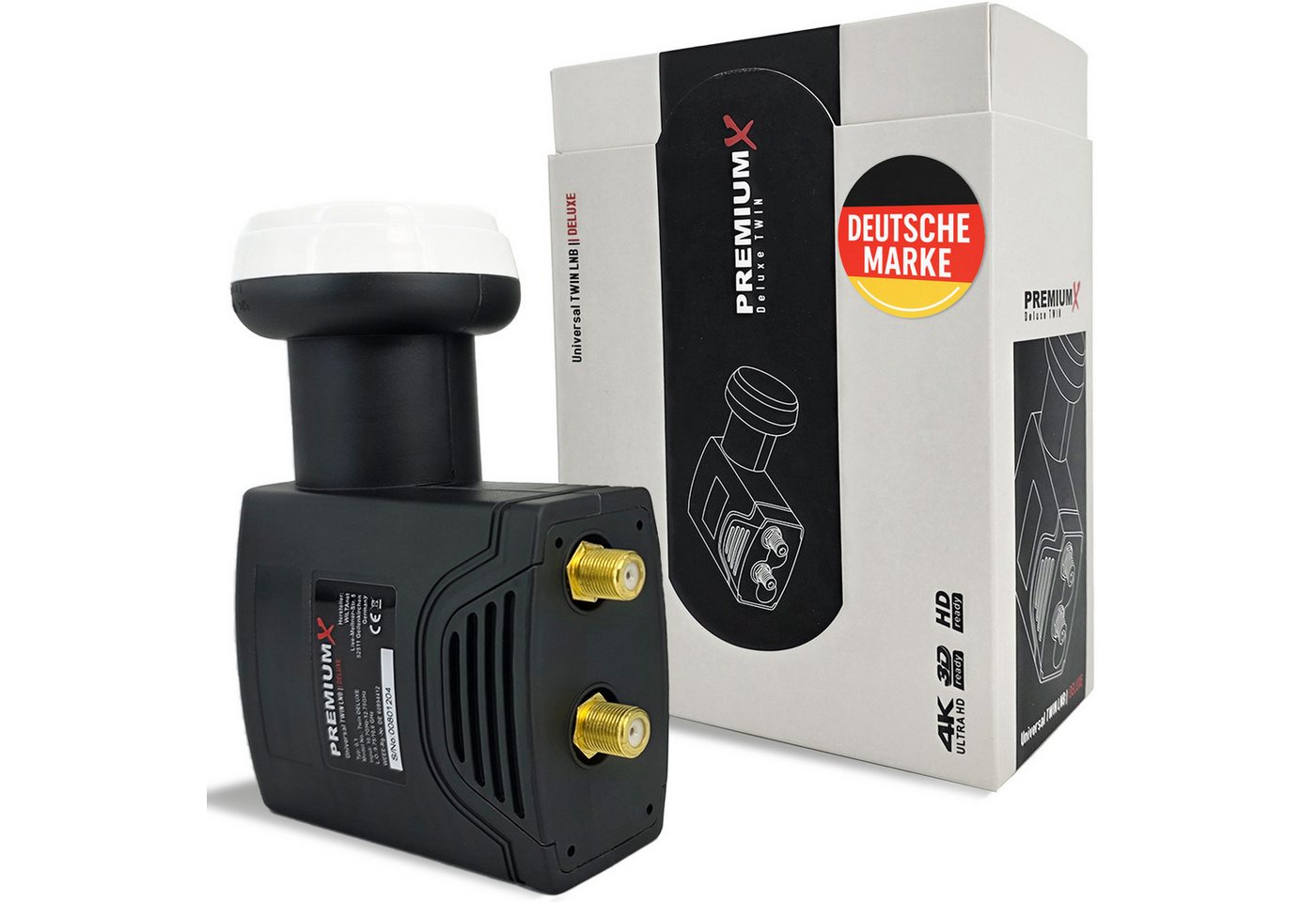 PremiumX Deluxe Twin LNB PLL SAT für 2 Teilnehmer DVB-S2 HD UHD 4K Monoblock-LNB