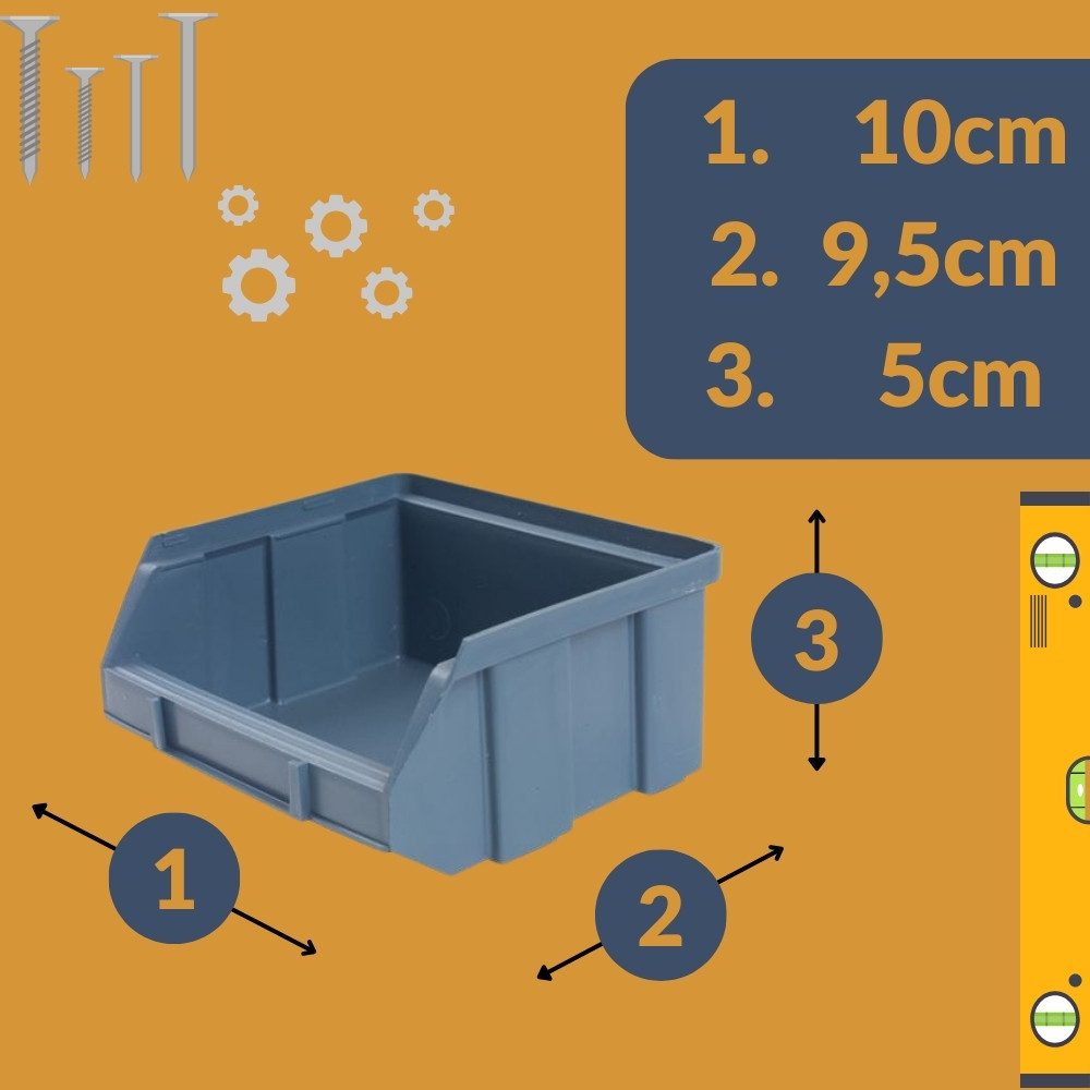 GarPet Stapelbox Stapelboxen Set Wandhalterung Lager Box Sortiment Kasten Werkstatt