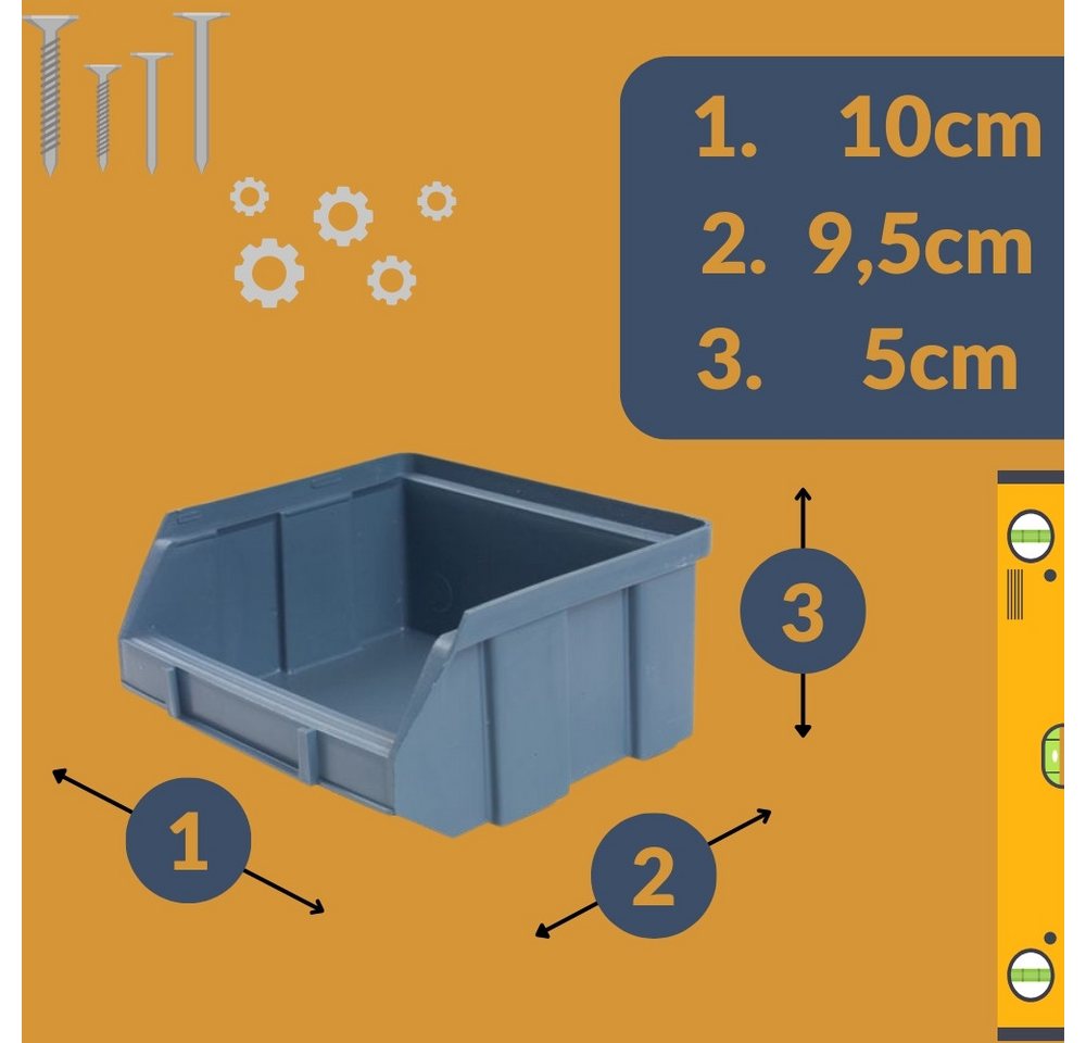 Thumbnail - GarPet Stapelbox Stapelboxen Set Wandhalterung Lager Box Sortiment Kasten Werkstatt