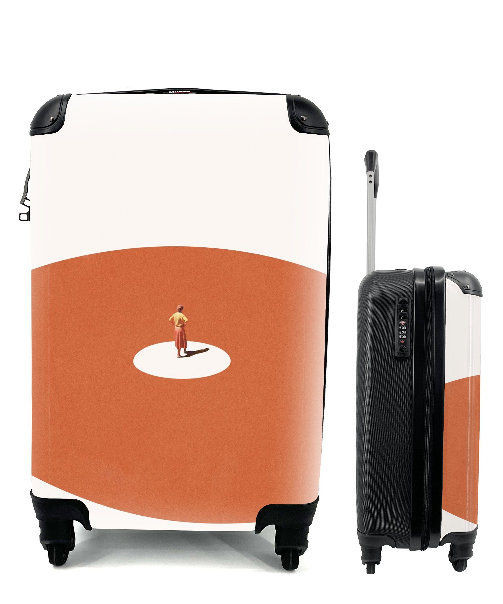 Trolley, Ferien, Reisetasche - Mann 4 Kreis, - Reisekoffer Handgepäckkoffer Handgepäck rollen, für mit MuchoWow Rollen, Jahrgang
