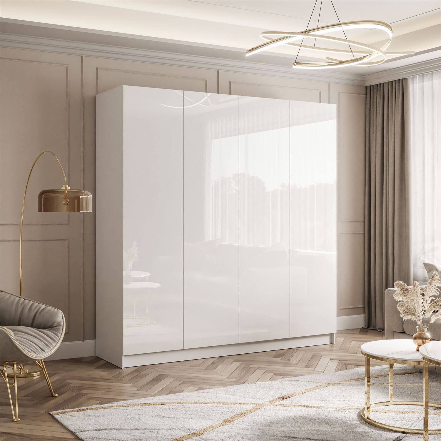 Lookway Kleiderschrank AUREL 4D mit Hochglanz günstig online kaufen
