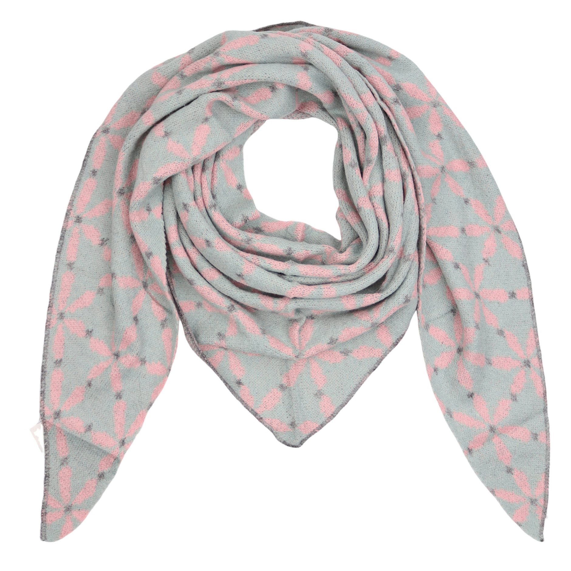 MIRROSI Dreieckstuch kuschliger und warmer Dreiecksschal ca.200x85 cm, (Blumen Muster; ca. 225 Gramm; Neue Kollektion Herbst/Winter 2025), Trendiges Blumen-Design, wärmend & weich