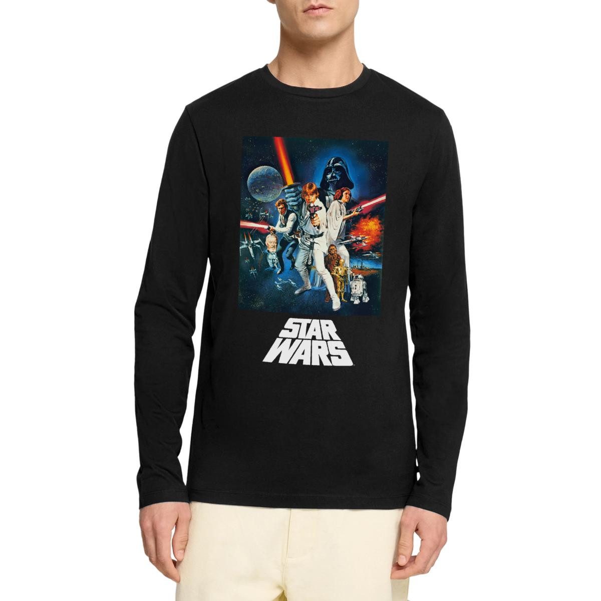 T-Shirt Star Wars Retro Motiv Premium Langarmshirt Herren