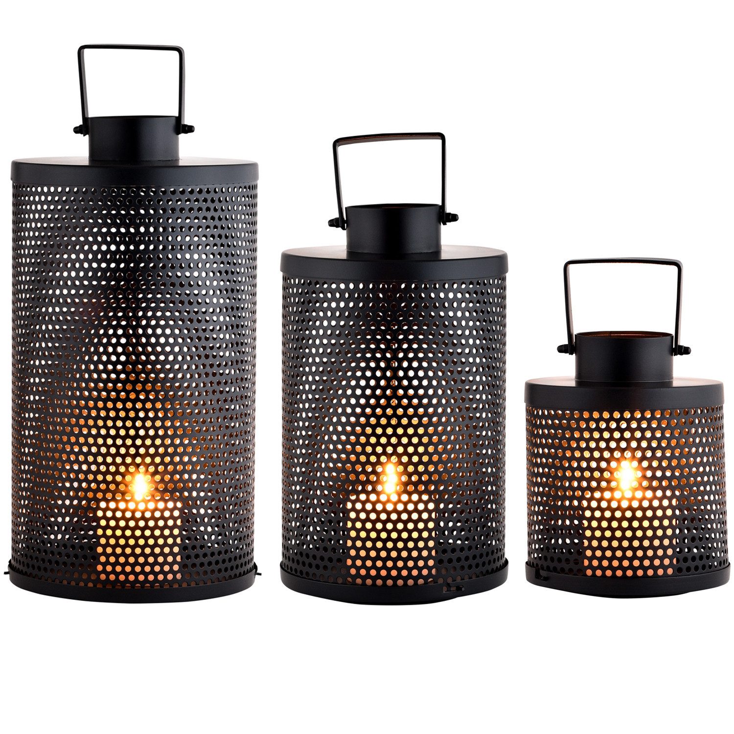 Marrakesch Orient & Mediterran Interior Teelichthalter 3er Set Skandinavische Deko Laternen Windlichter Gartendeko Ninda, Handarbeit
