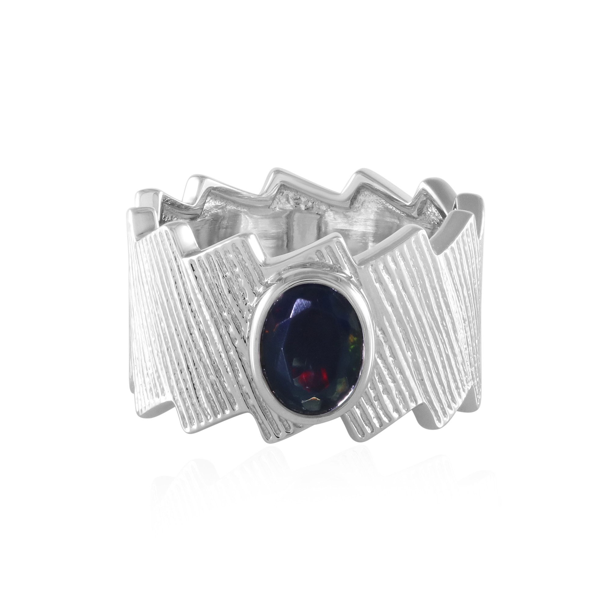 Cavill Solitärring Cavill Opalring 0,63 ct Ovalschliff, platinierter 925 Silber (1-tlg)