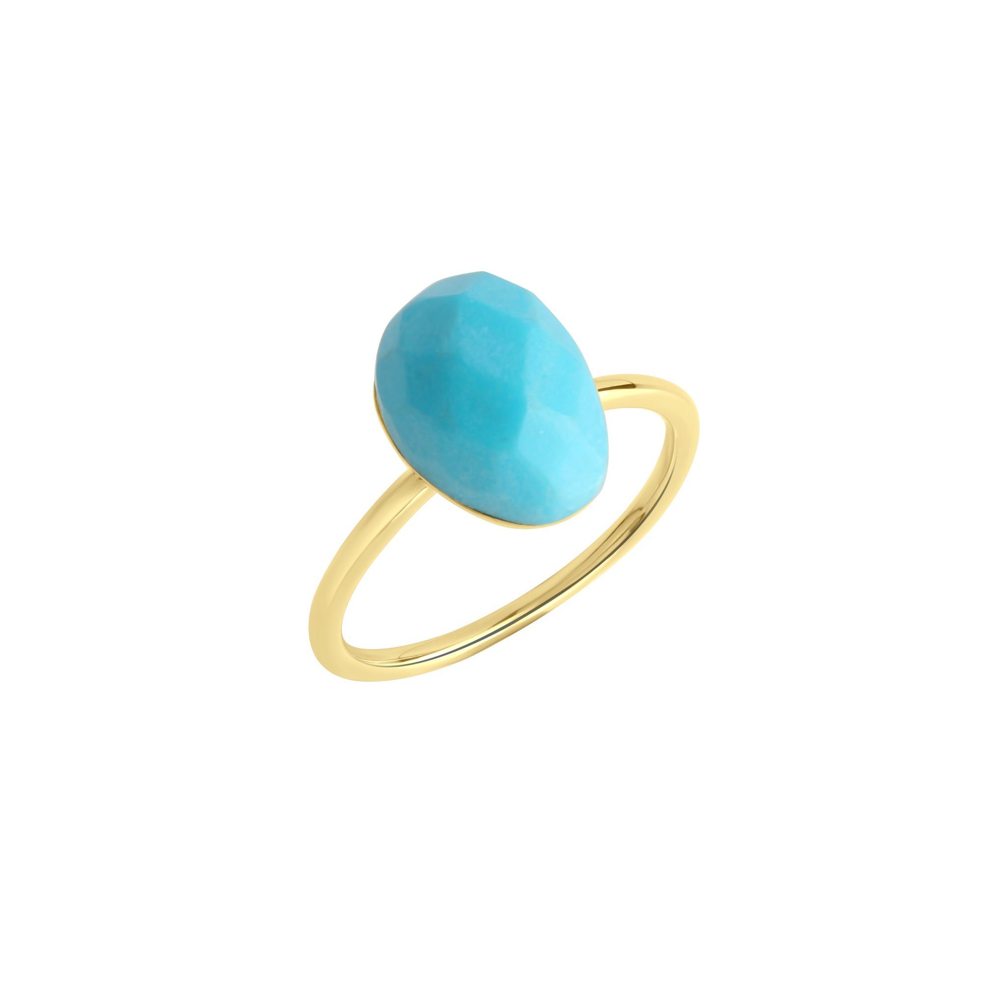 Jamelli Fingerring Silber 925 vergoldet mit Türkis (beh) 9x12mm günstig online kaufen
