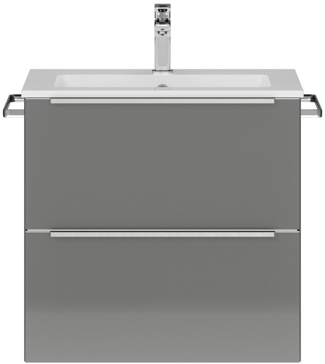 nobilia® Waschtisch-Set Levere, (1-St., vormontiert, mit Soft-Close), Hochglanz Front, in vier Breiten