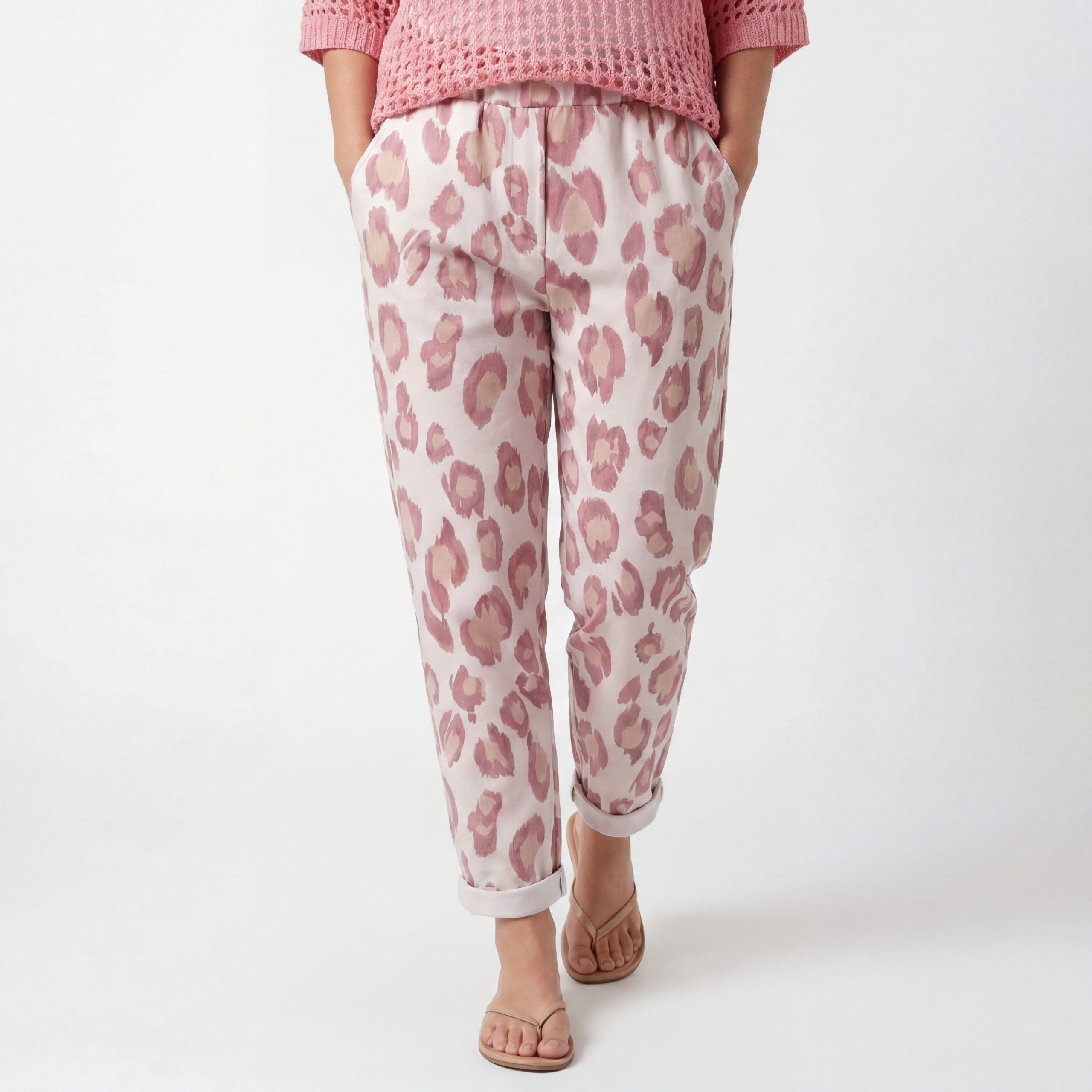 OriginalYou Schlupfhose Loungehose Damen Leo Look Freizeithose mit Stretch passend für 40 bis 44, geeignet für eine Körpergröße bis 1,68m