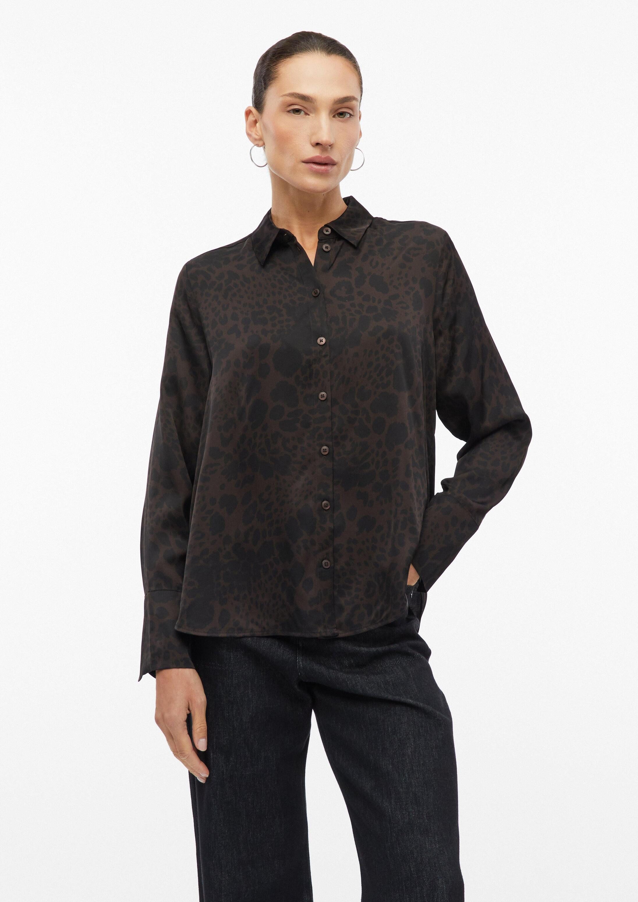 s.Oliver Langarmbluse Bluse Leicht glänzende Bluse mit Falten-Detail