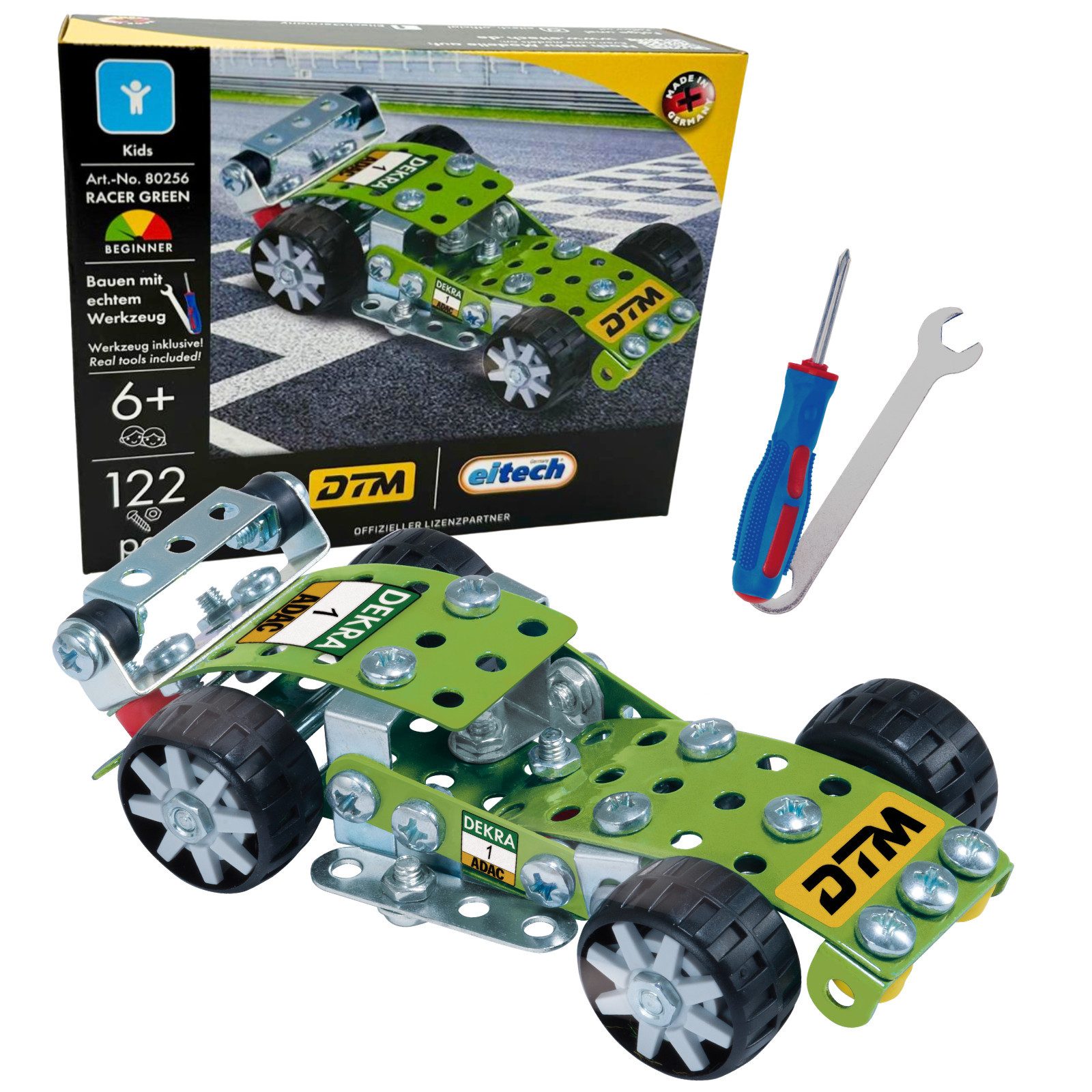 Eitech DTM Racer Green Metallbaukasten, (Modellauto, 122 St., Modellbausatz), Made in Germany