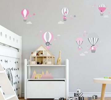 lovely label Wandsticker Heißluftballons rosa/grau - Wandtattoo Kinderzimmer Mädchen