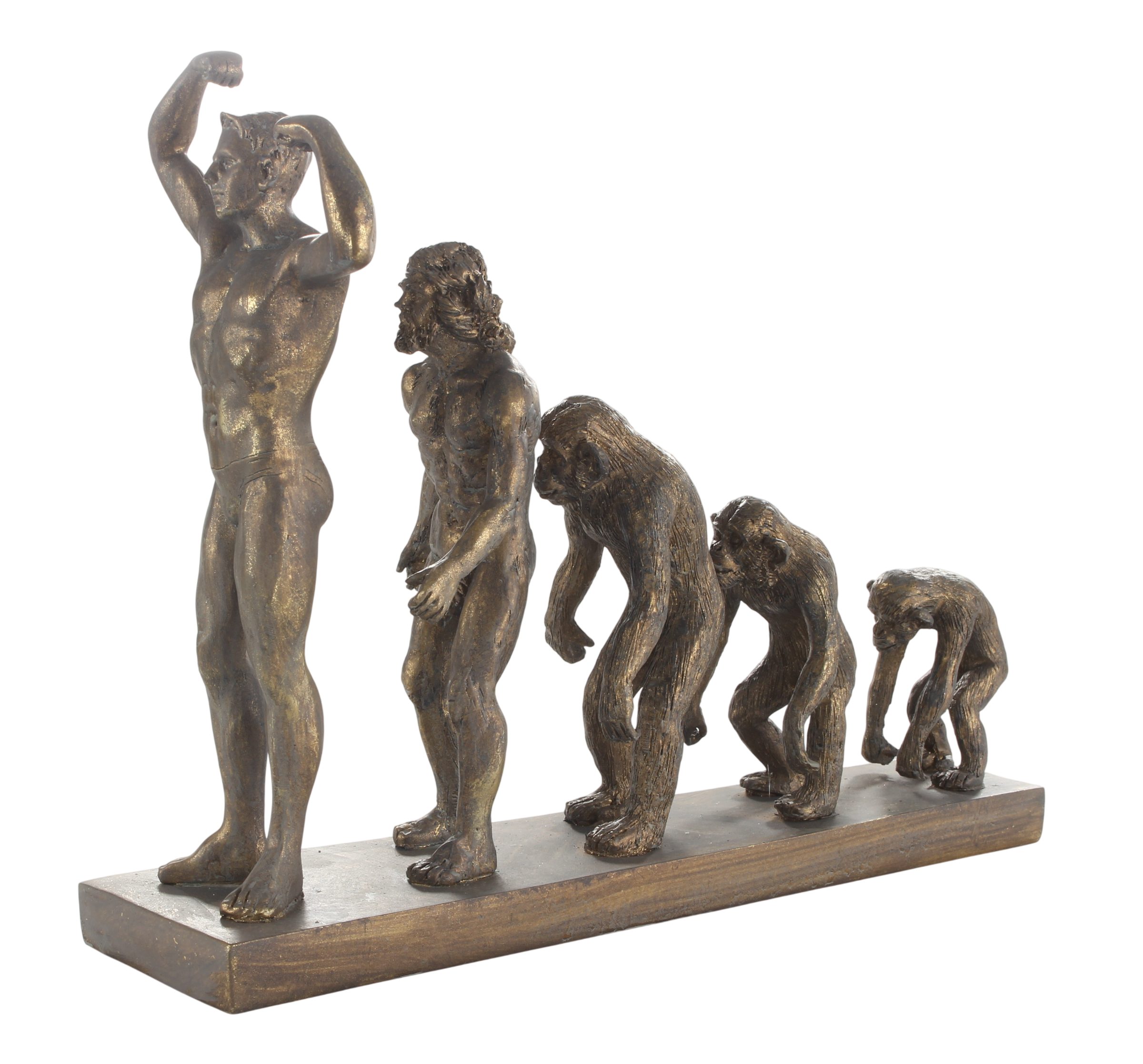 JS GartenDeko Dekofigur Skulptur Evolution des Menschen vom Affen zum Menschen Resin L 32,6 cm
