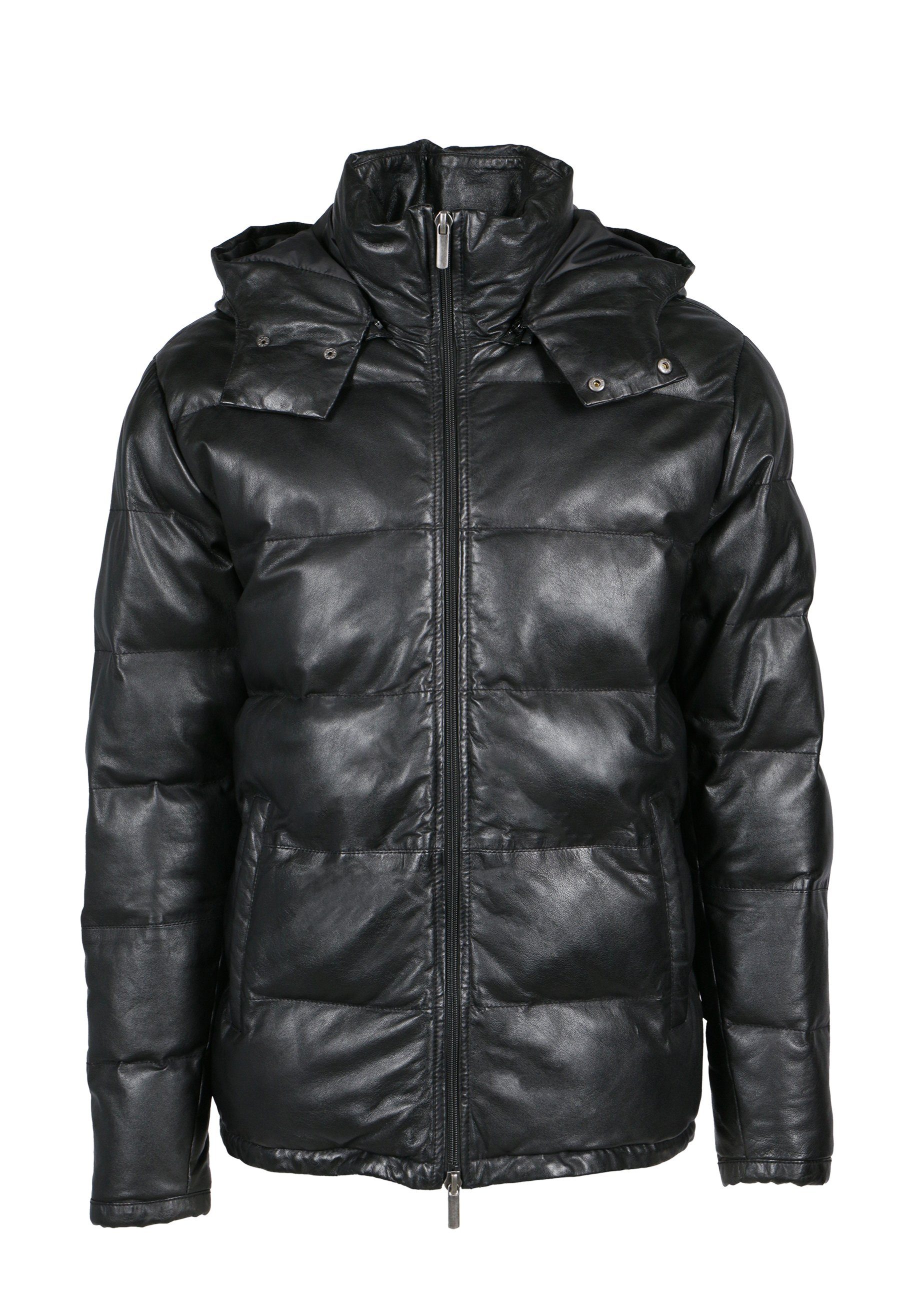 Freaky Nation Lederjacke Gefüttert, Regular abnehmbarer Kapuze mit Sky-FN Fit, black Night