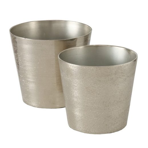 Meinposten Blumentopf »2 Blumentöpfe silber Metall Pflanztopf massiv