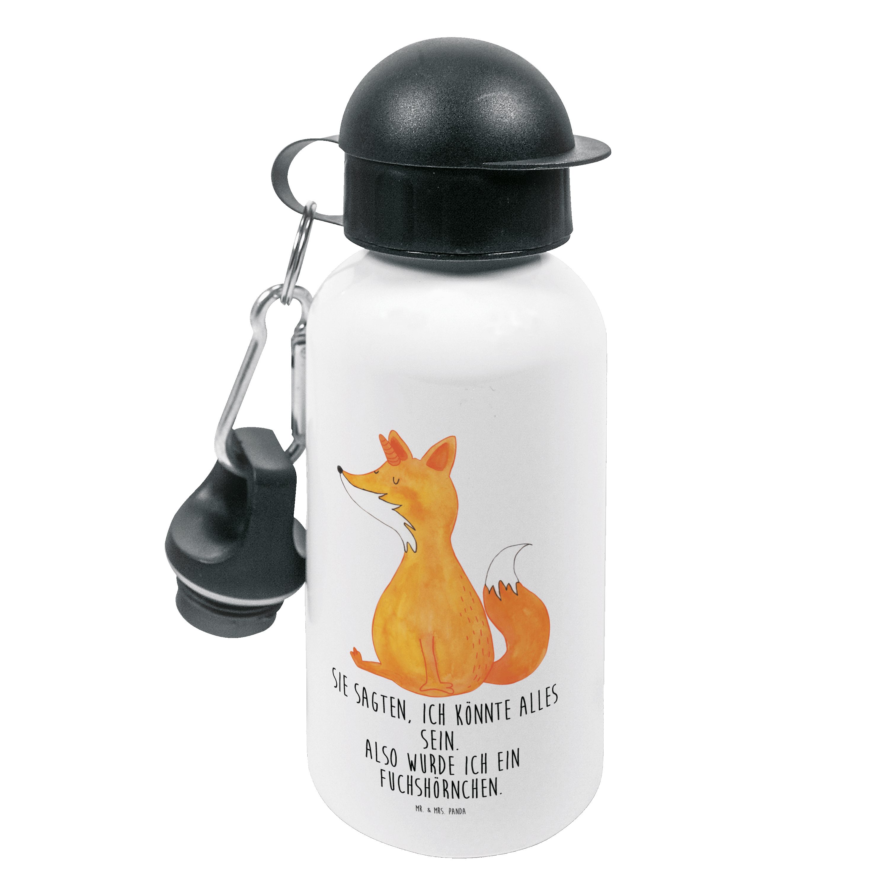 Mr. & Mrs. Panda Trinkflasche Fuchshörnchen - Weiß - Geschenk, Pegasus, Einhorn, Kindertrinkflasche