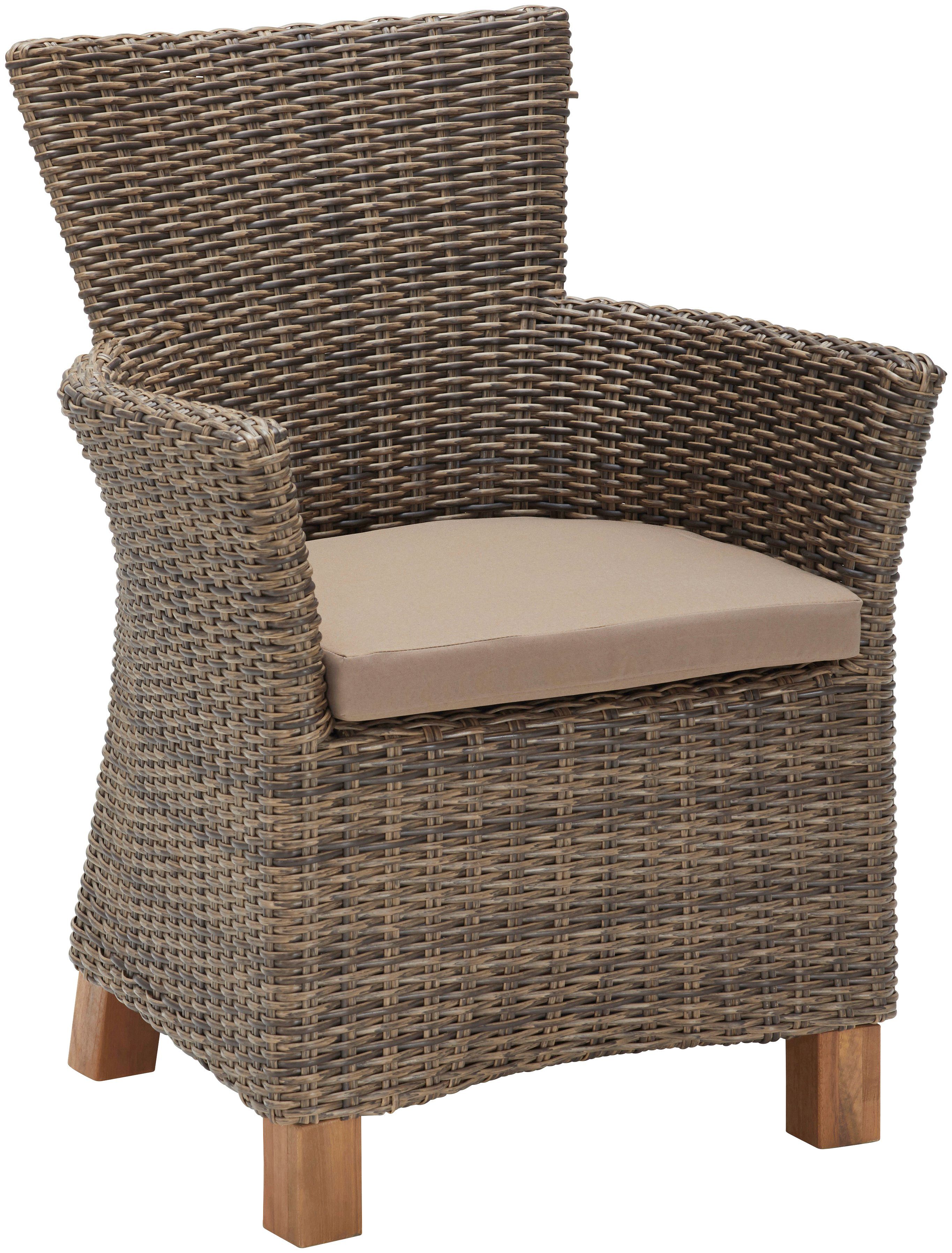 MERXX Garten-Essgruppe Toskana, (17-tlg., 8x Sessel, 1x Doppelausziehtisch 180(220/260)x100 cm, inkl. Sitzkissen), Aluminium, Polyrattan, Akazienholz FSC 100 %, geeignet für 8 Personen