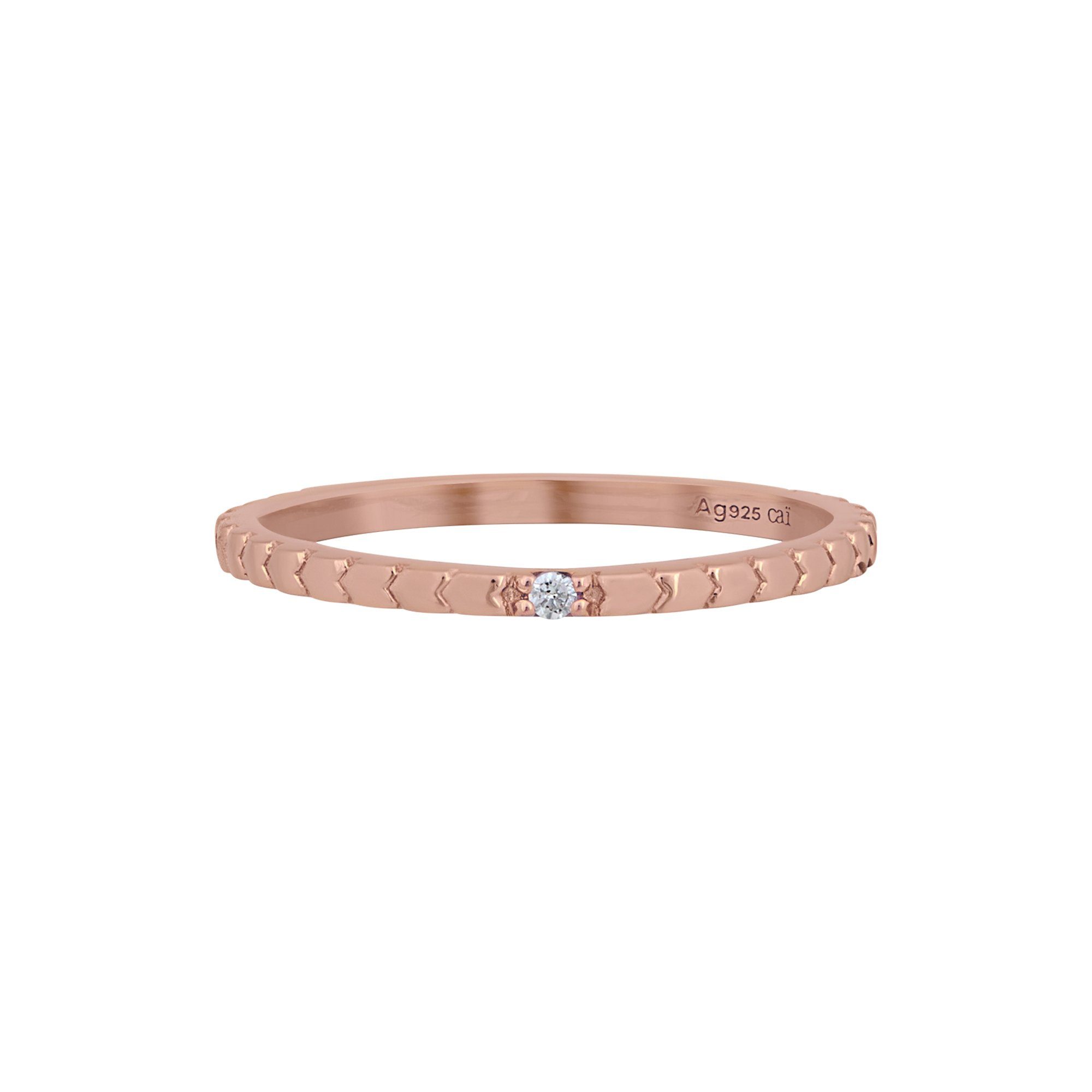 CAÏ Fingerring 925/- Sterling Silber rosévergoldet Herzen Zirkonia Stacking günstig online kaufen