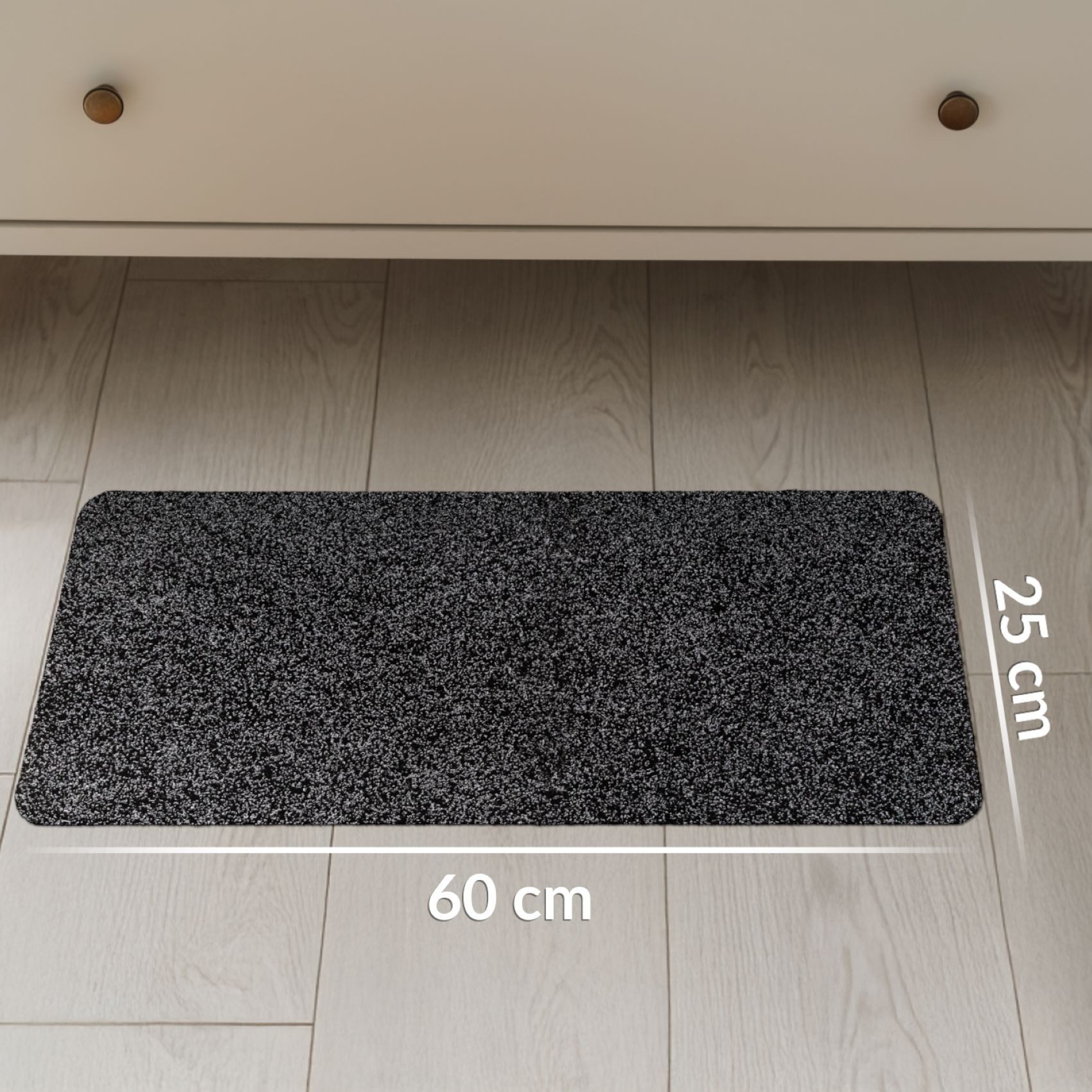 ANRO Fußmatte POET Schuhparkplatz schmal Schmutzfangmatte Unifarben, eckig, Höhe: 3 mm, Schuh-Abstellplatz rutschfest 25x60cm Kräusel Schwarz wasserdicht – Bild 5 von 5