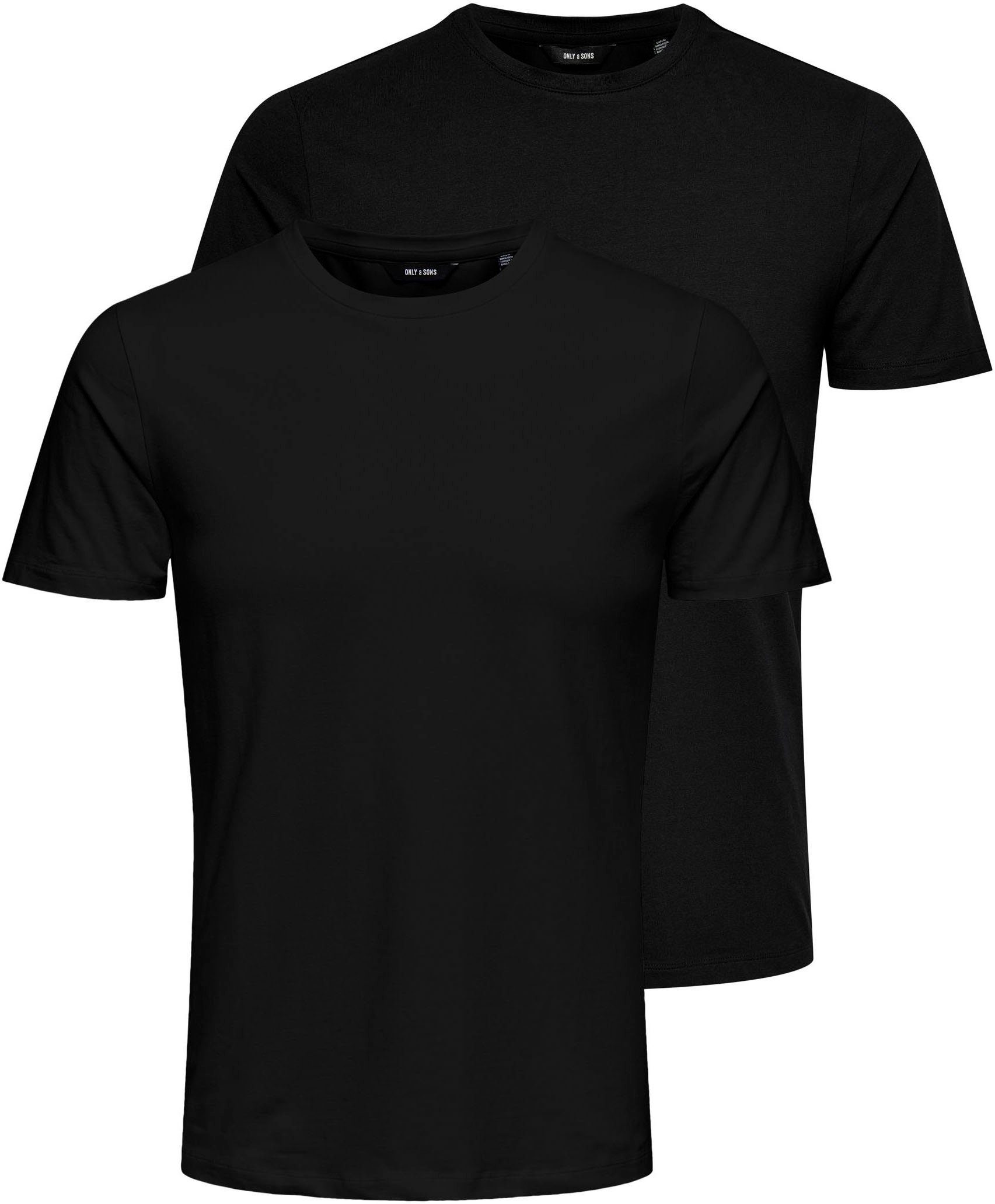 ONLY & SONS T-Shirt BASIC LIFE SLIM O-NECK 2-PACK (Packung, 2-tlg., 2er-Pack) schwarz