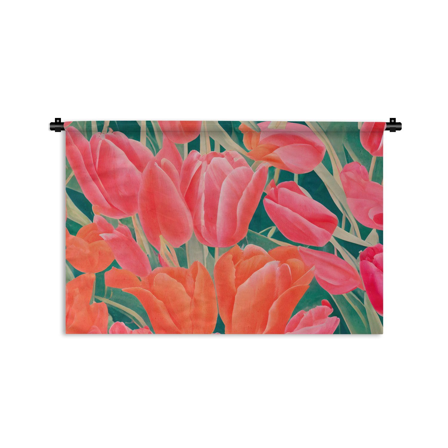 MuchoWow Wanddekoobjekt Tulpen - Blumen - Rosa - Rot - Kunst, Wanddeko für Wohnzimmer, Schlafzimmer, Kleid, Wandbehang, Kinderzimmer