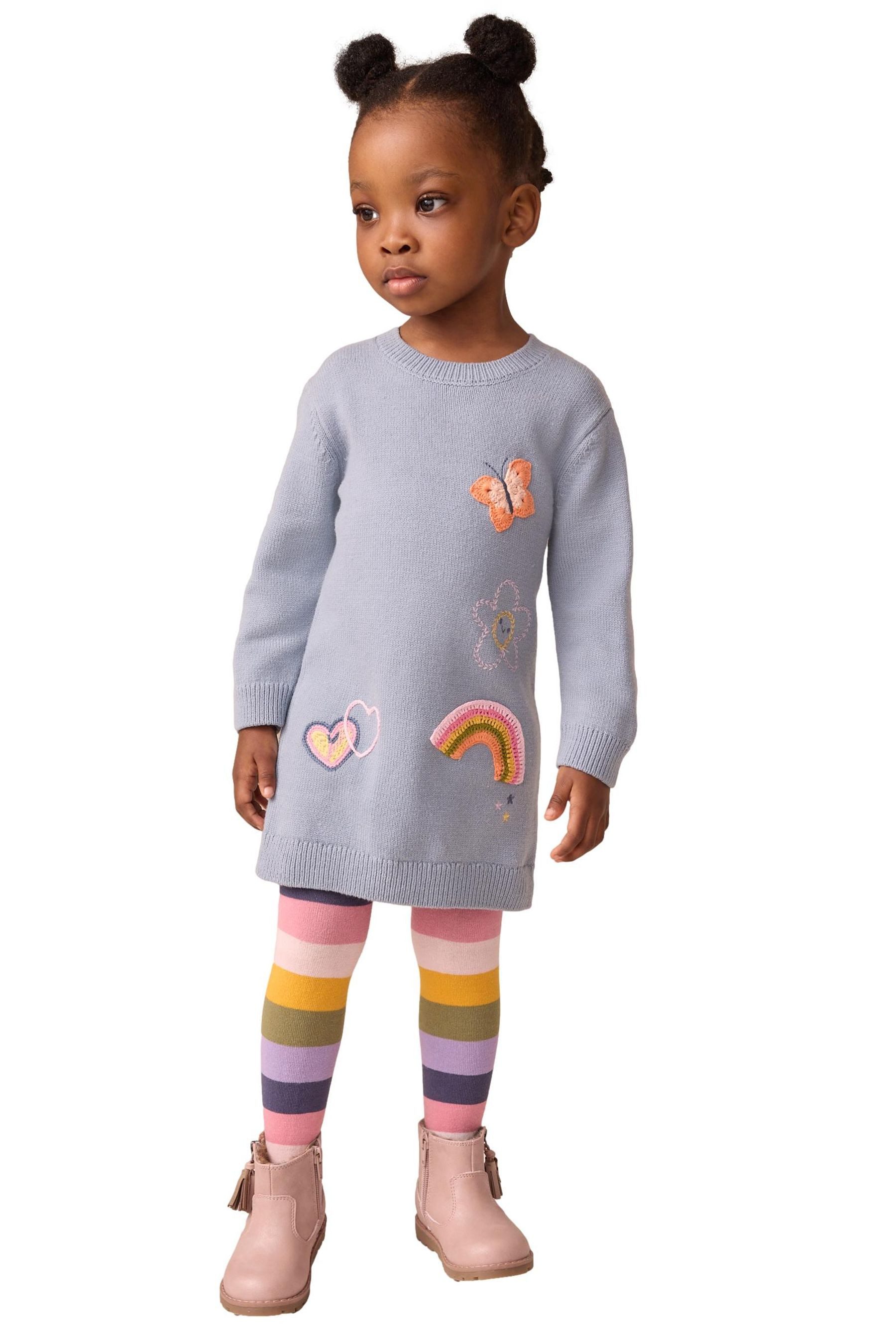 Next Kleid & Leggings Besticktes Pulloverkleid und Strumpfhose im Set (2-tlg)