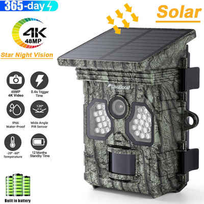 Usogood Solar Wildkamera 4K 48MP mit Bewegungsmelder Nachtsicht Wildkamera (AuBenbereich, 120° Weitwinkelobjektiv, 2.0" Videobildschirm, Akku Wildtierkamera, Outdoor IP66 Wasserdicht, Tierkamera)