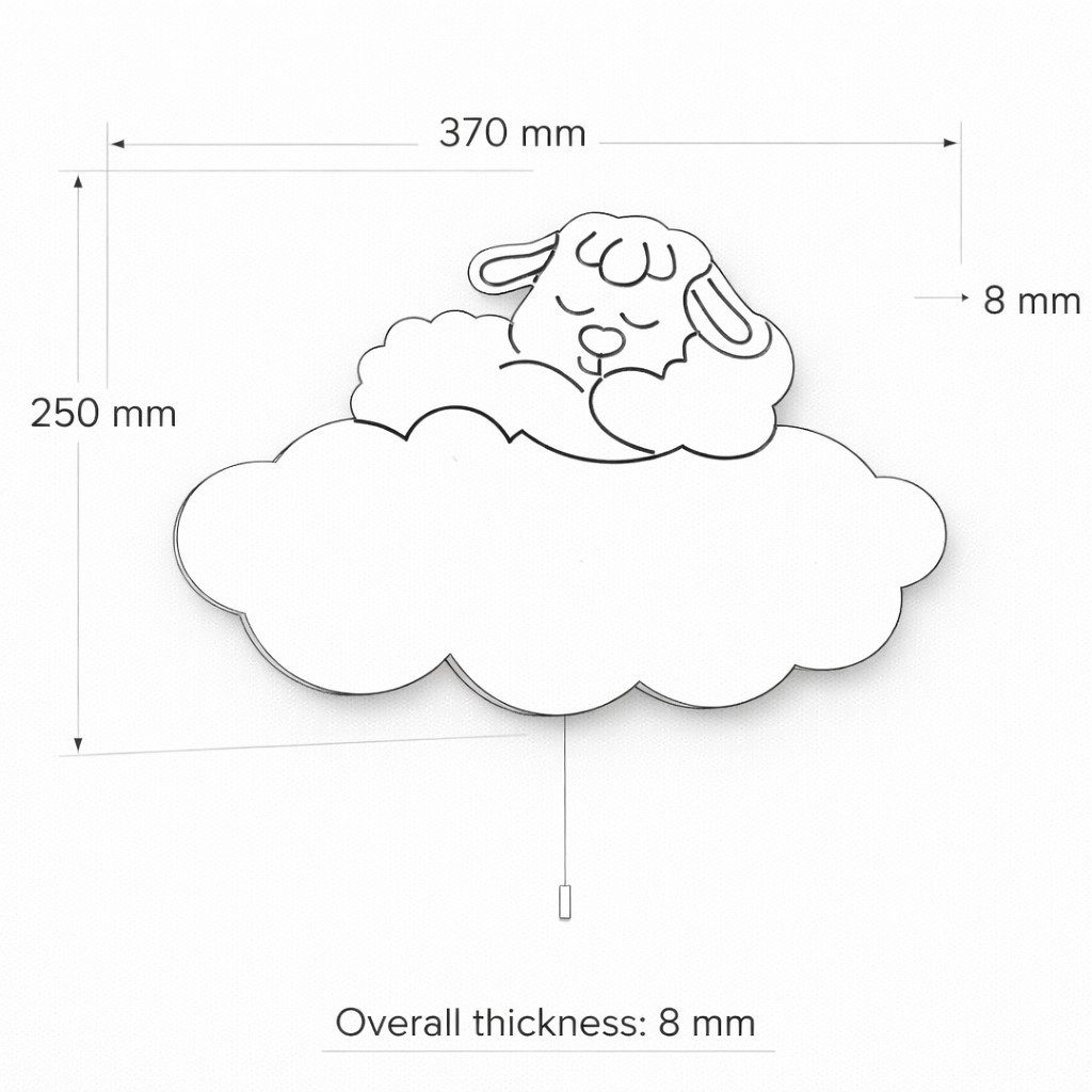COZYCOLLECTIONS LED Wandleuchte Wandnachtlicht „Elefant auf der Wolke + weiße Wolke in Holzoptik, LED, Warmweiß, Montessori: sanftes Licht & eigene Schalter fördern Autonomie