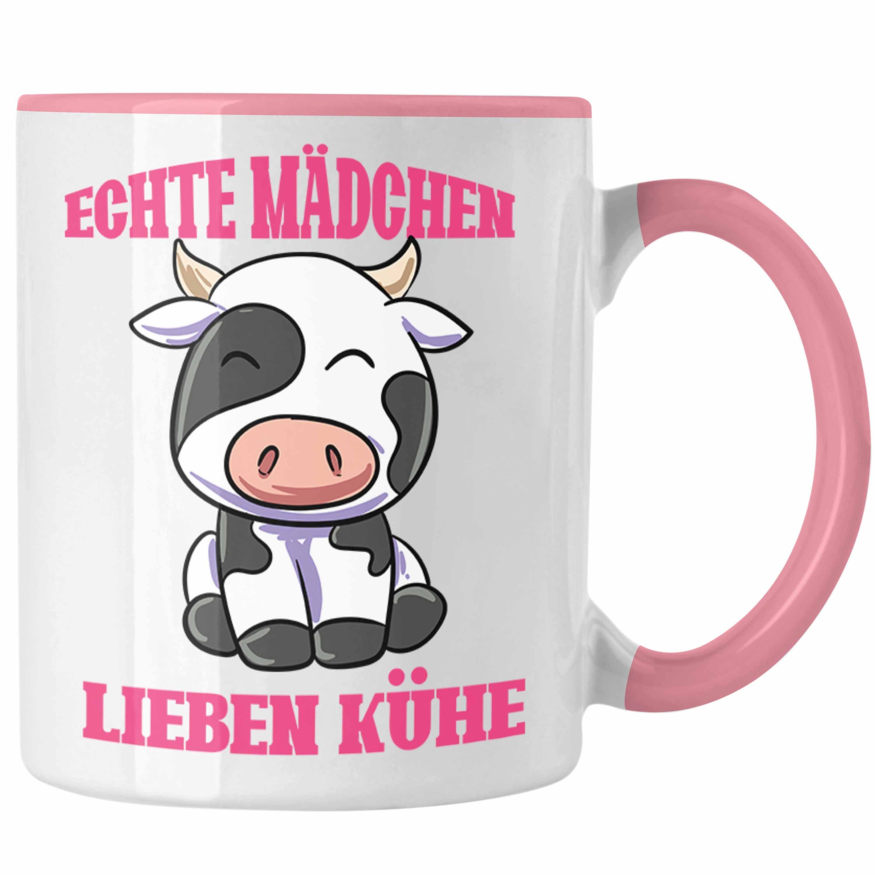 Trendation Tasse Kuh Tasse Geschenk Echte Mädchen Lieben Kühe Landwirtin Bäuerin Gesch Rosa